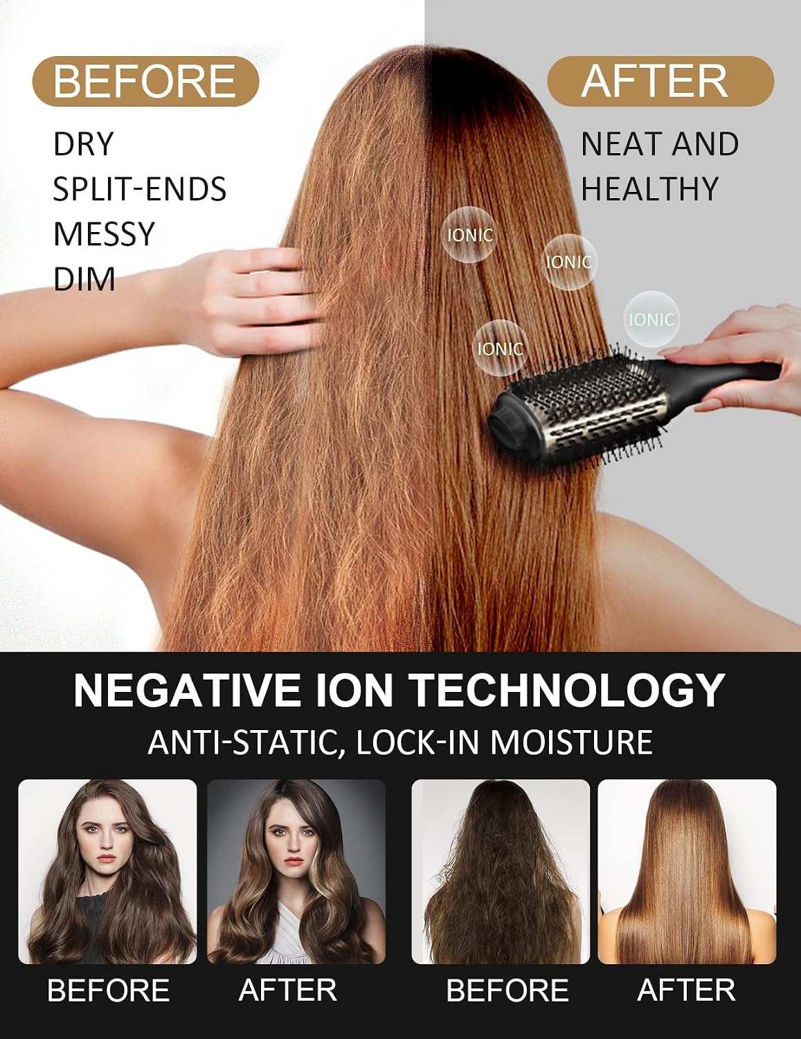 Detalle de LANDOT SM-5368 One-Step Hair Dryer Brush, 60 mm Ionic Barrel, 3 Heat/2 Speed