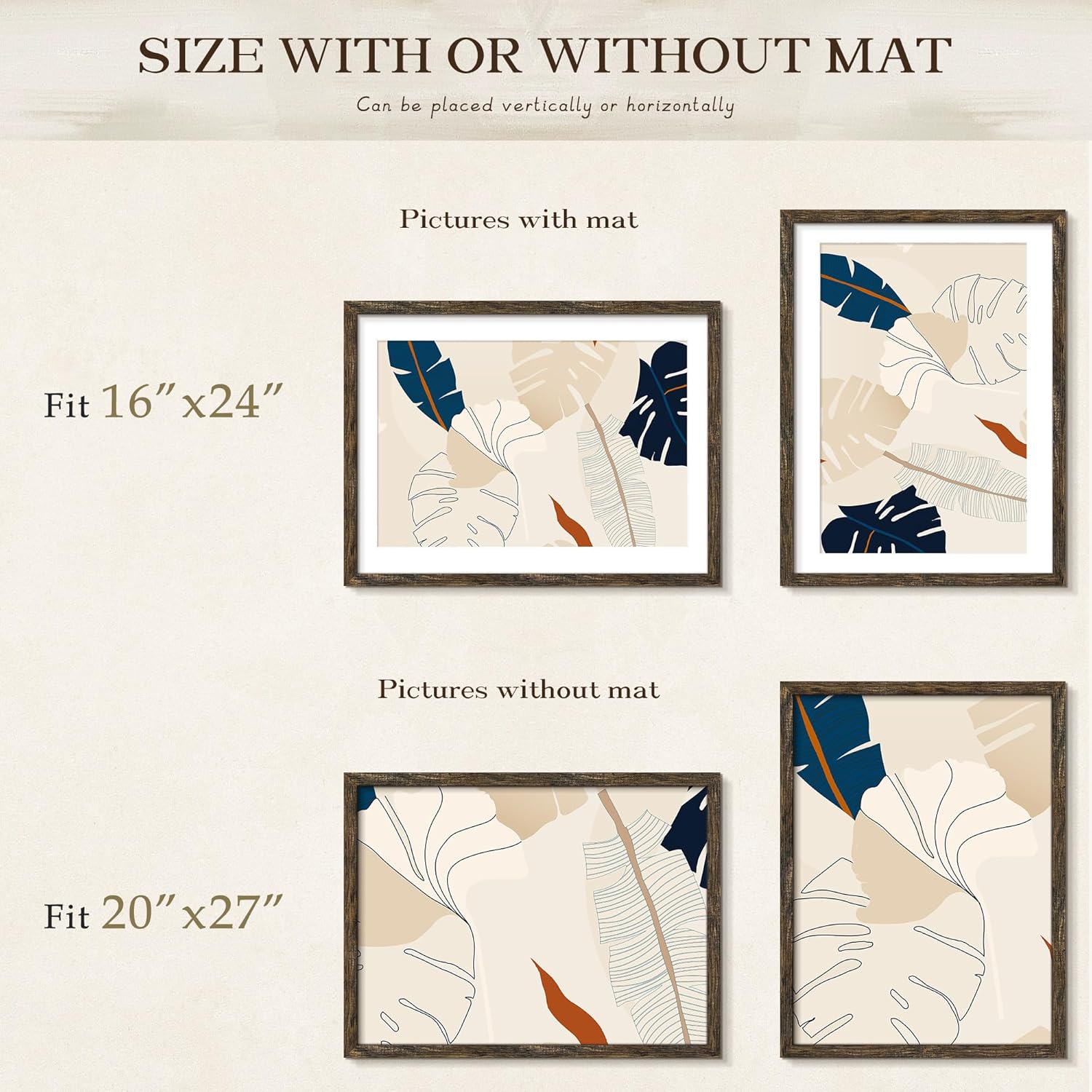Detalle 2 de Picrit 20x27 Picture Frame 3 Pack in Brown with Mat – Flexible Wall Display