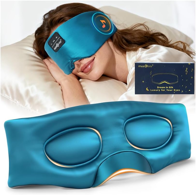 Detalle de MUSICOZY Silk Sleep Mask Headphones with 100% Mulberry Silk, Bluetooth 5.4 and 14h Playtime