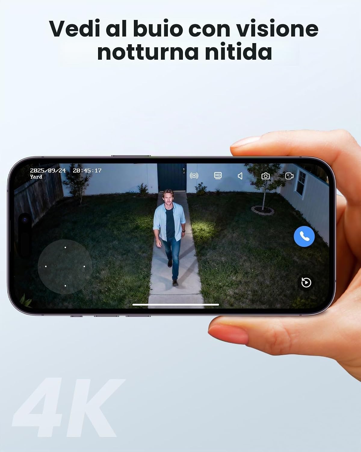 Thumbnail 6 de Hiseeu Telecamera di Sorveglianza Esterna 8MP 4K PTZ WiFi con Visione Notturna a Colori e Rilevamento Umani