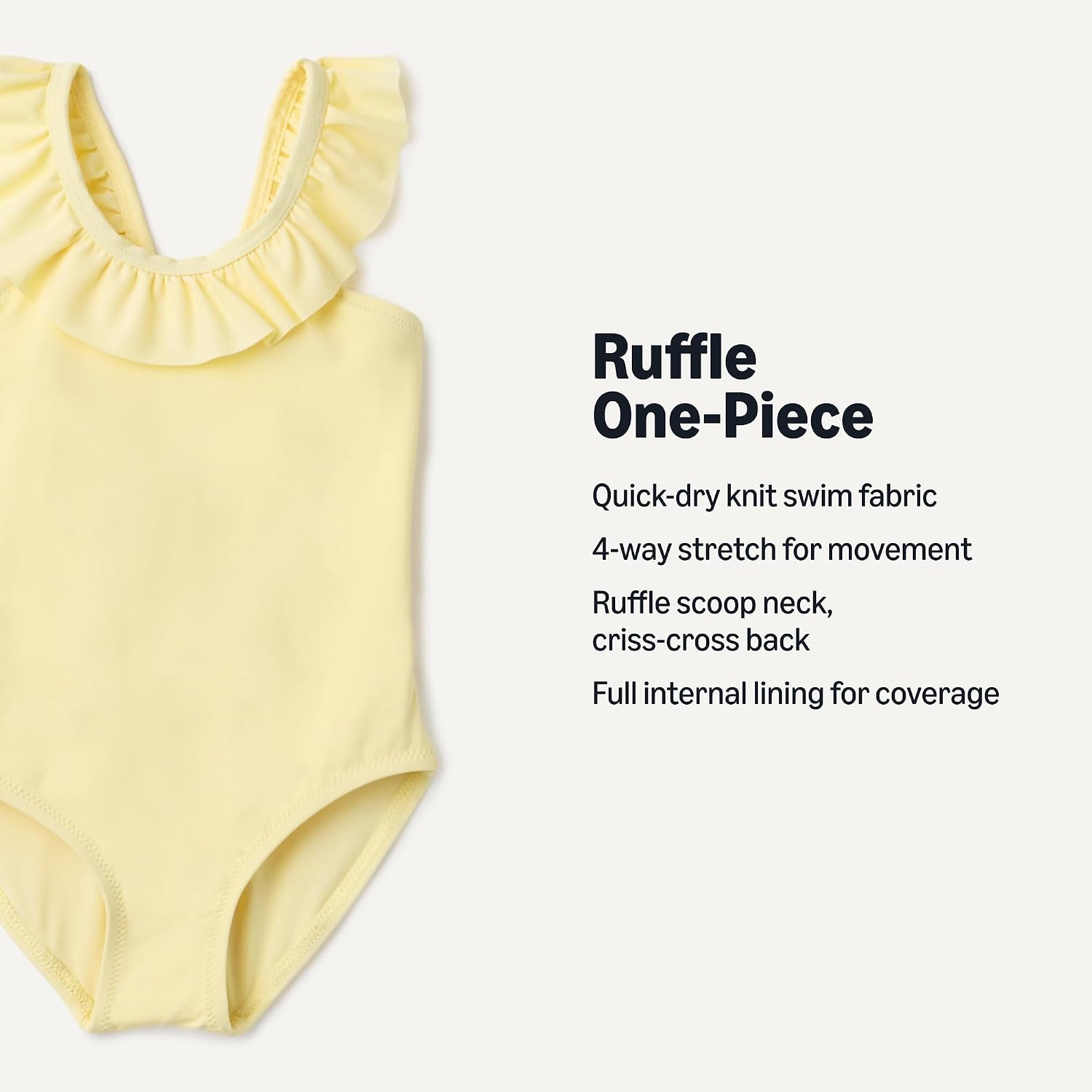 Detalle de Amazon Essentials Girls' Frill-Trimmed One-Piece Swimsuit
