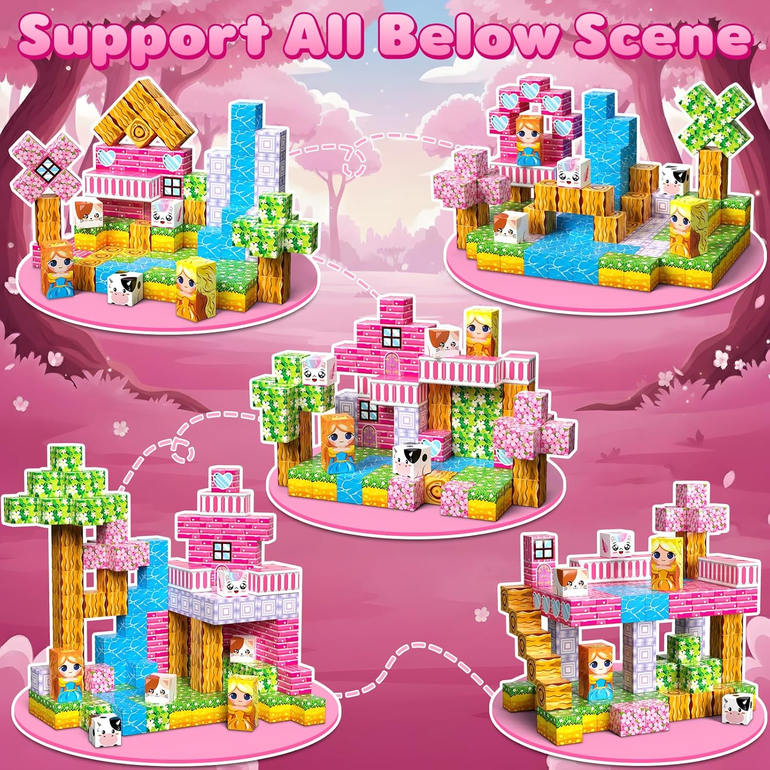 Thumbnail 3 de SSAWR 48-Piece Magnetic Blocks Set (Sakura Forest) – STEM Building Toys for 3+
