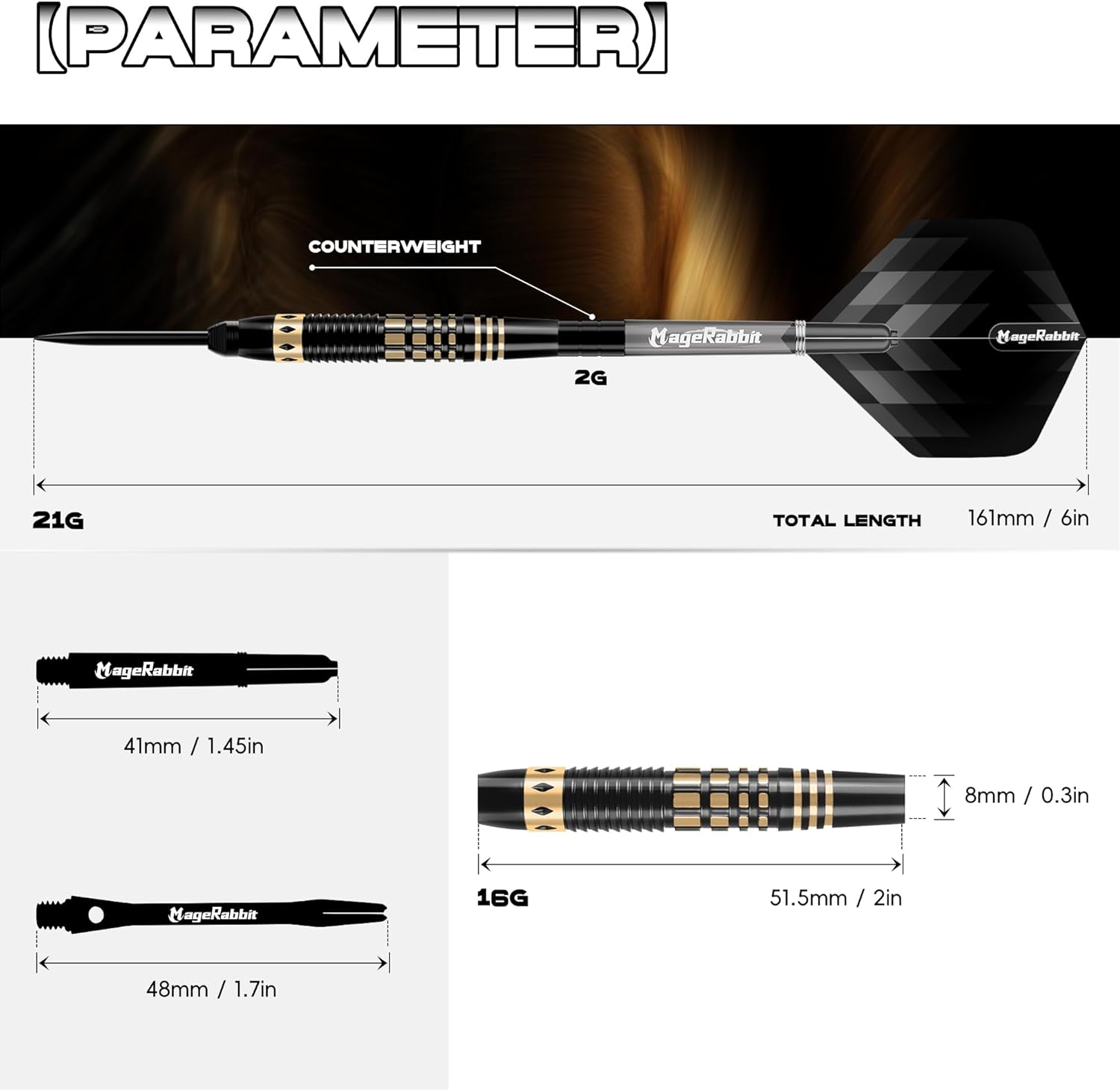 Thumbnail 1 de MageRabbit Metal Tip Darts (18g) with extra flights & aluminium shafts – 3 pack steel tip darts