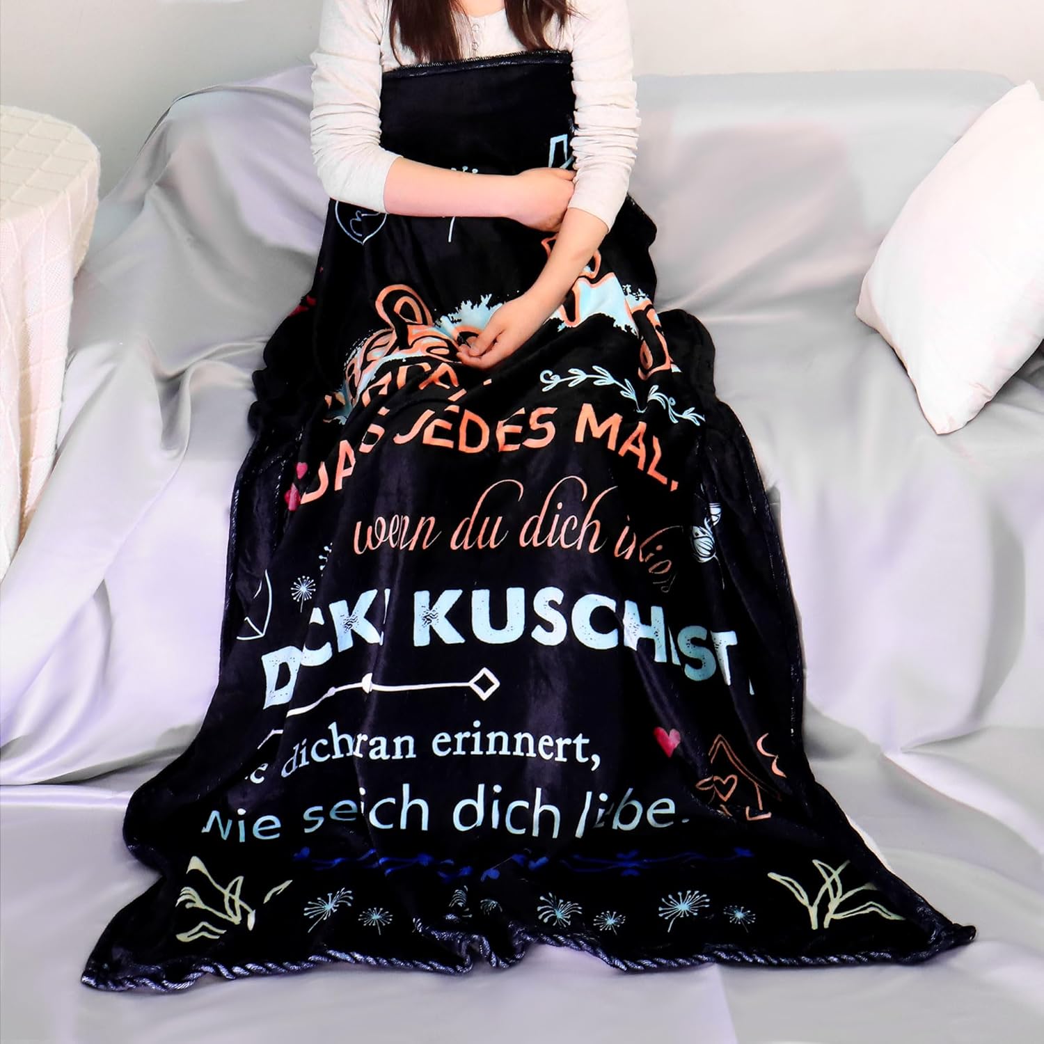 Thumbnail 5 de Original Geschenk Liebe Patin Kuscheldecke 150 x 130 cm – ideale Herzensbotschaft