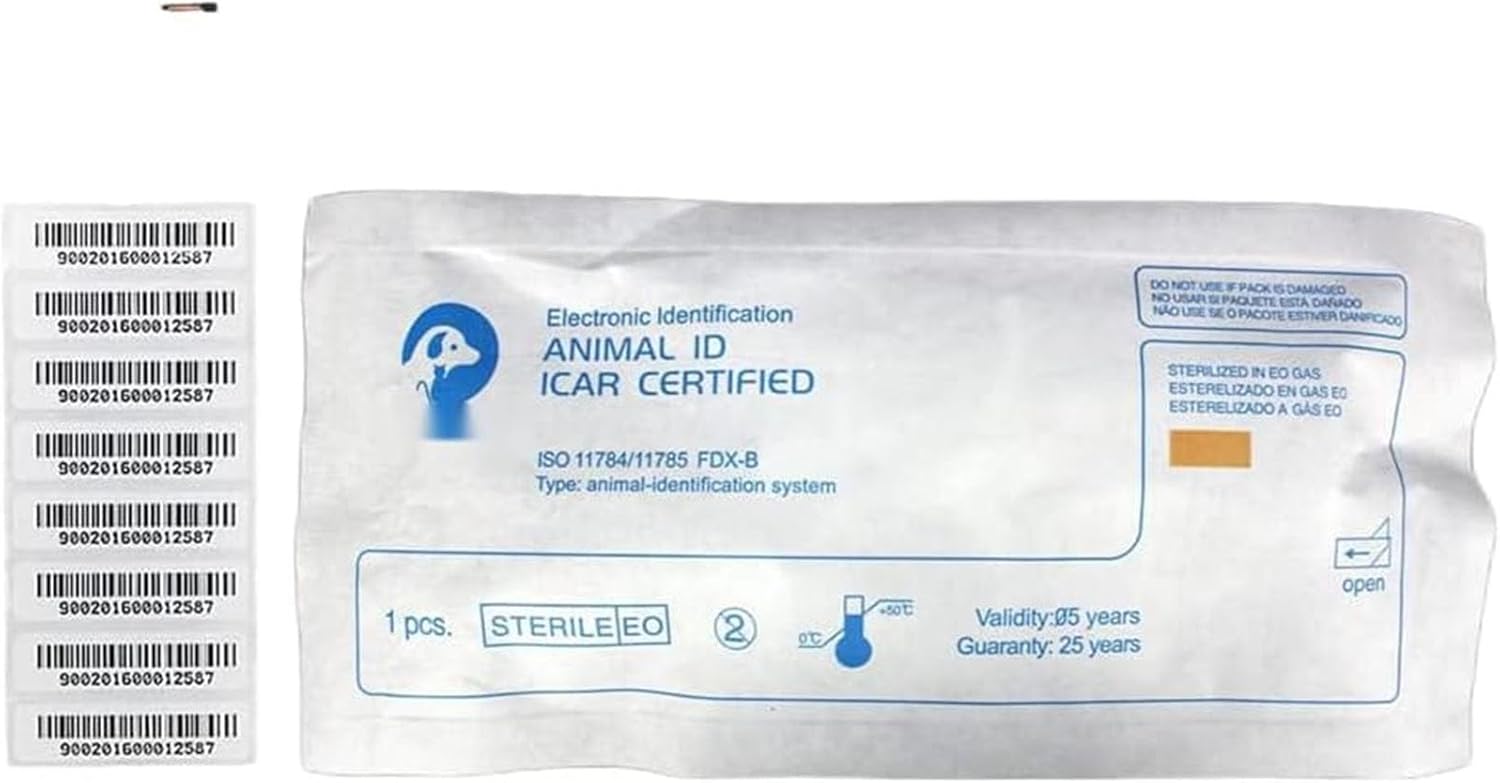 TAEING Pet Mikrochips 134,2 kHz (FDX-B, ISO11784/11785) Mikrochip-Set für Hunde und Katzen