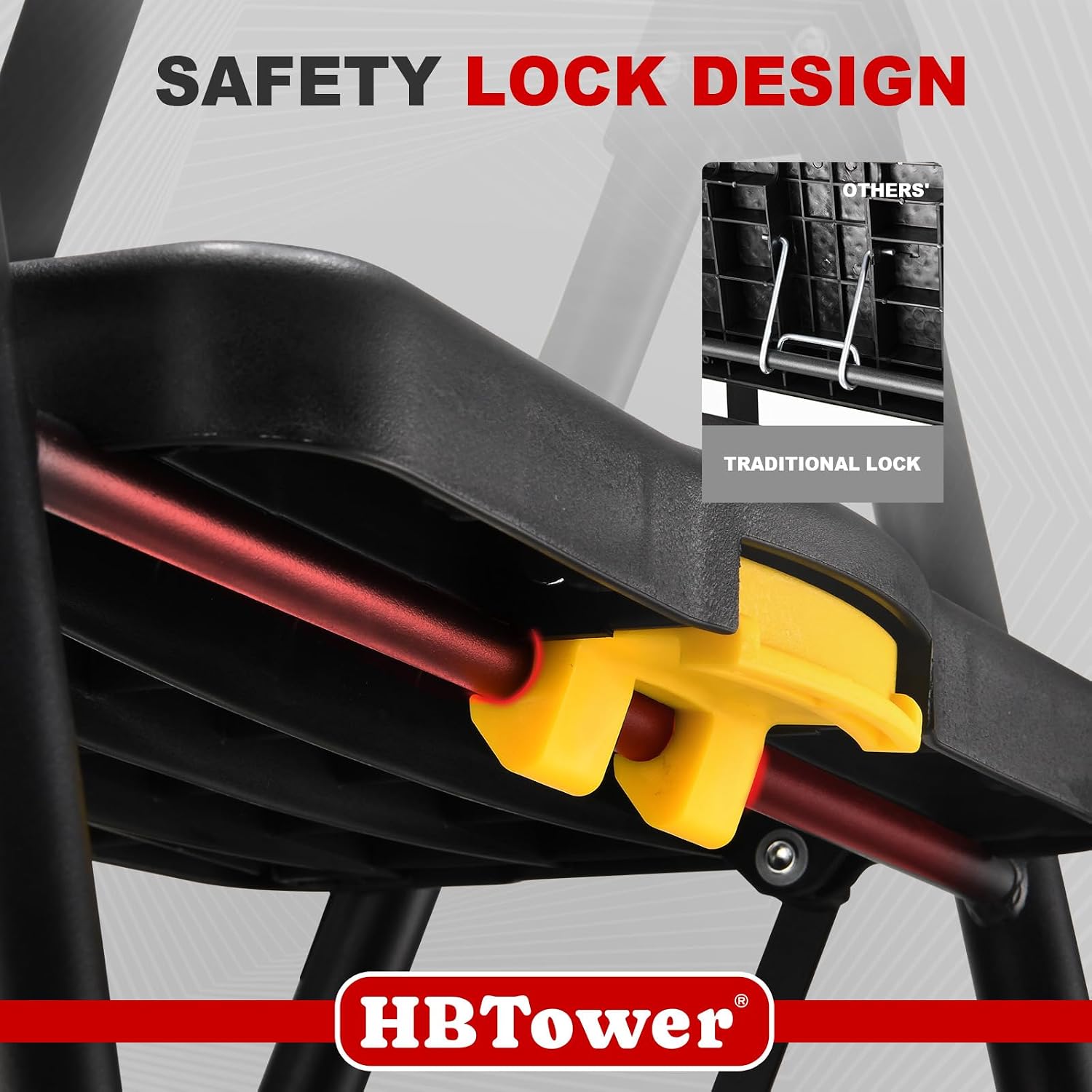 Detalle 2 de HBTower Folding Step Ladder with Wide Non-Slip Pedals and Tool Tray