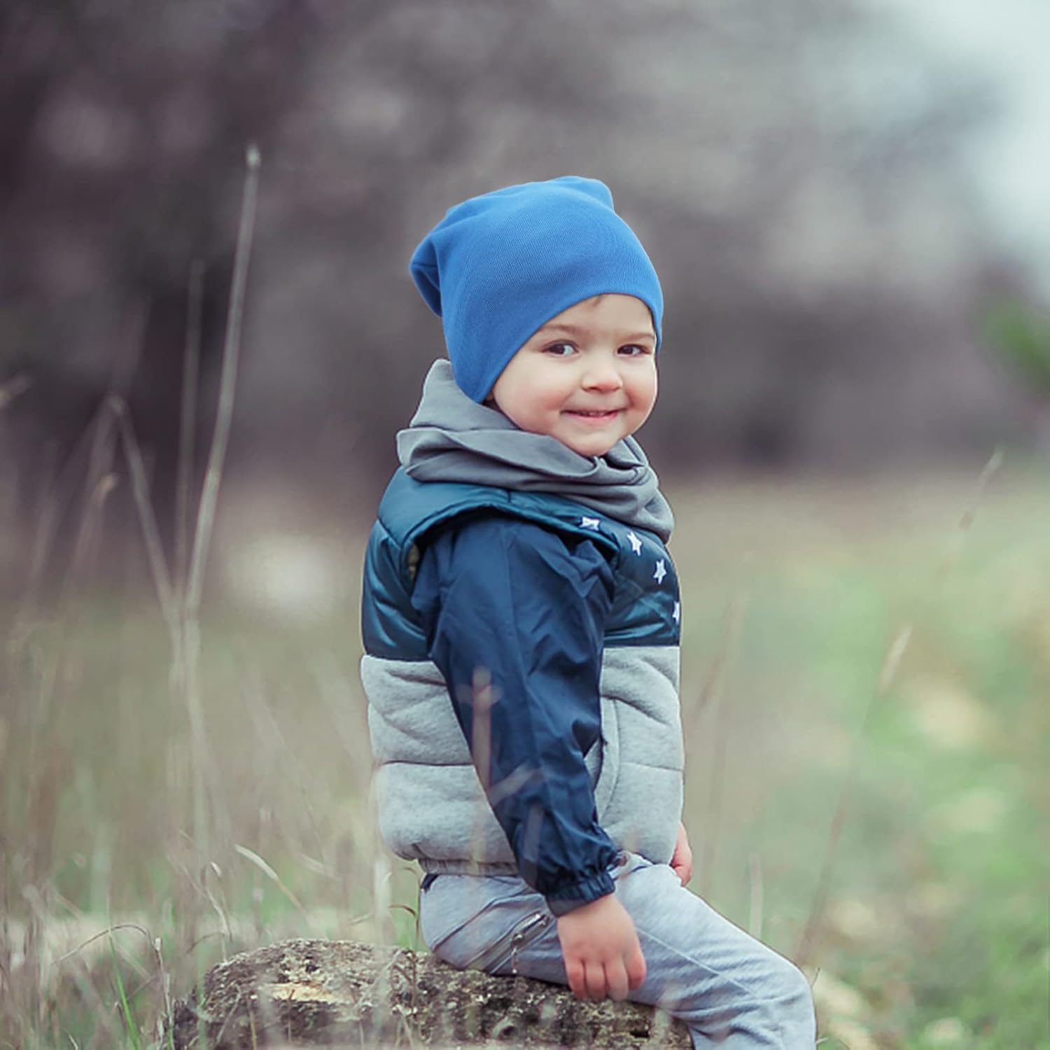 Detalle de DRESHOW 5 Pack Unisex Baby Hats: Cotton Knit Skull Caps for 6–60 Months