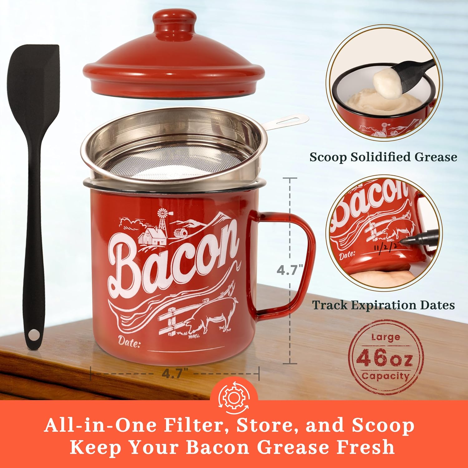 Thumbnail 2 de Ayerphalo Bacon Grease Container 46oz 🥓