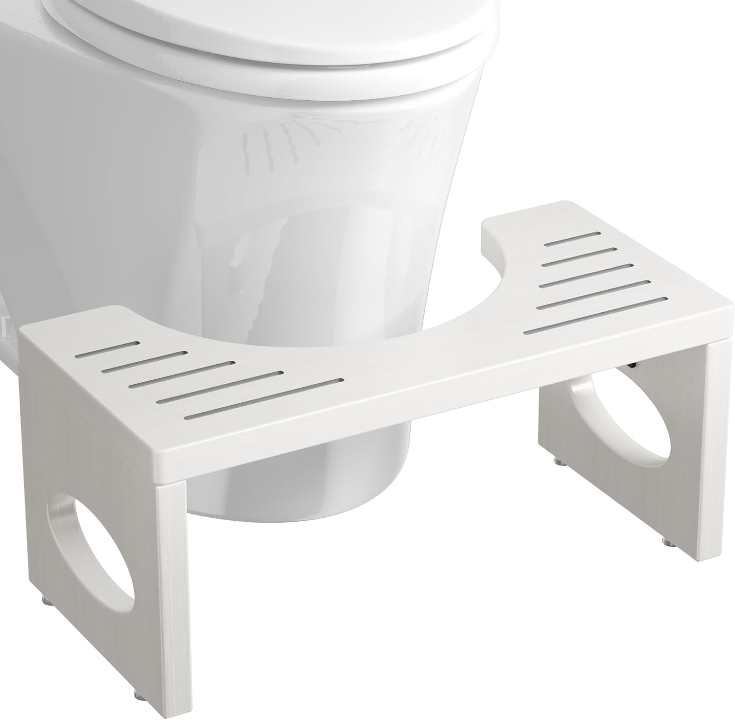 Detalle de ROMGUAR CRAFT RAY-8695W Bamboo Toilet Stool, 7-Inch Foldable White Step
