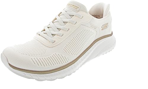 Detalle de Skechers Damen Bobs Squad Chaos Current Muse Slip-In Turnschuhe White/Gold Textile, 39 EU