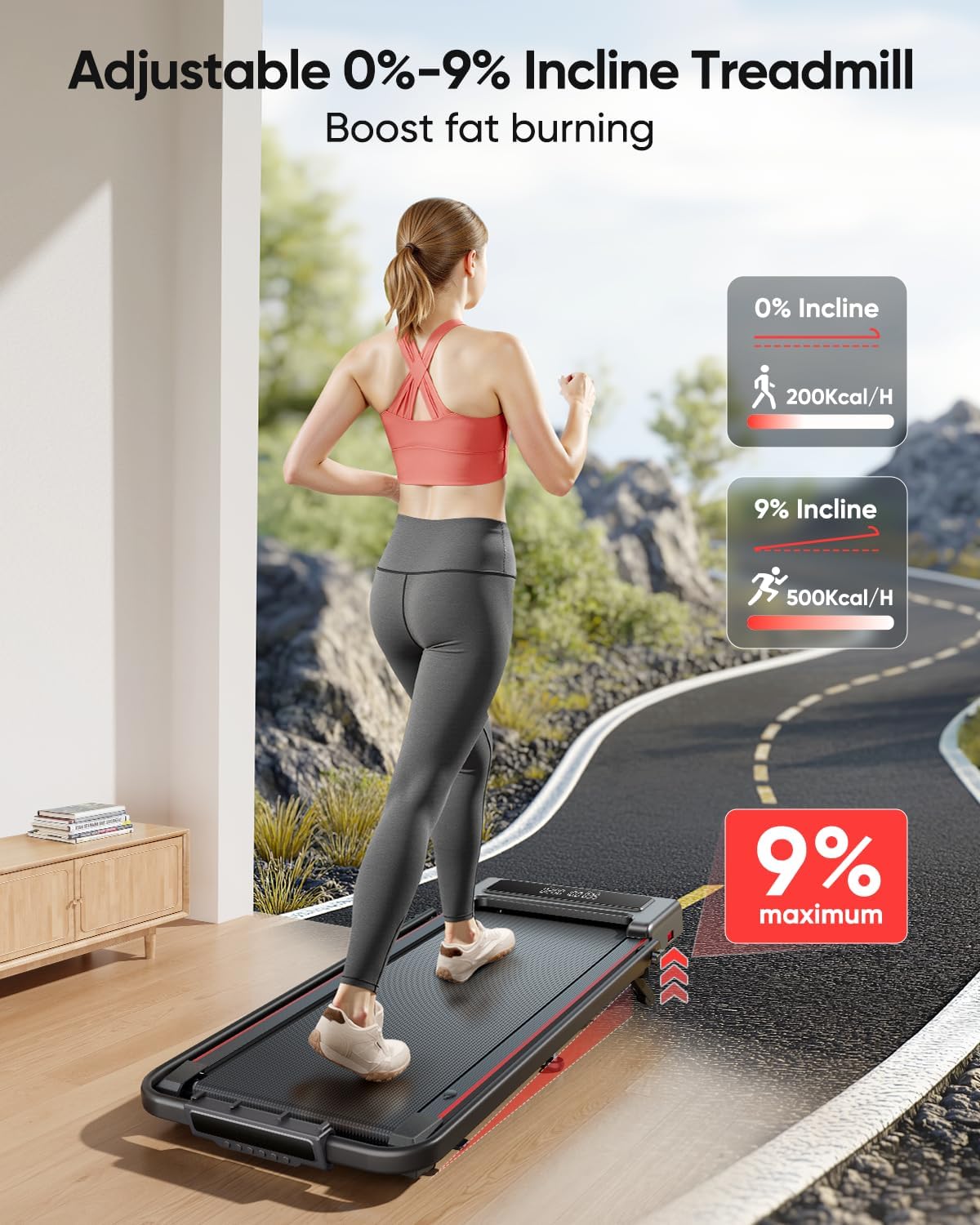Detalle 2 de TOPUTURE TP4 Walking Pad Treadmill with 9% Manual Incline and App