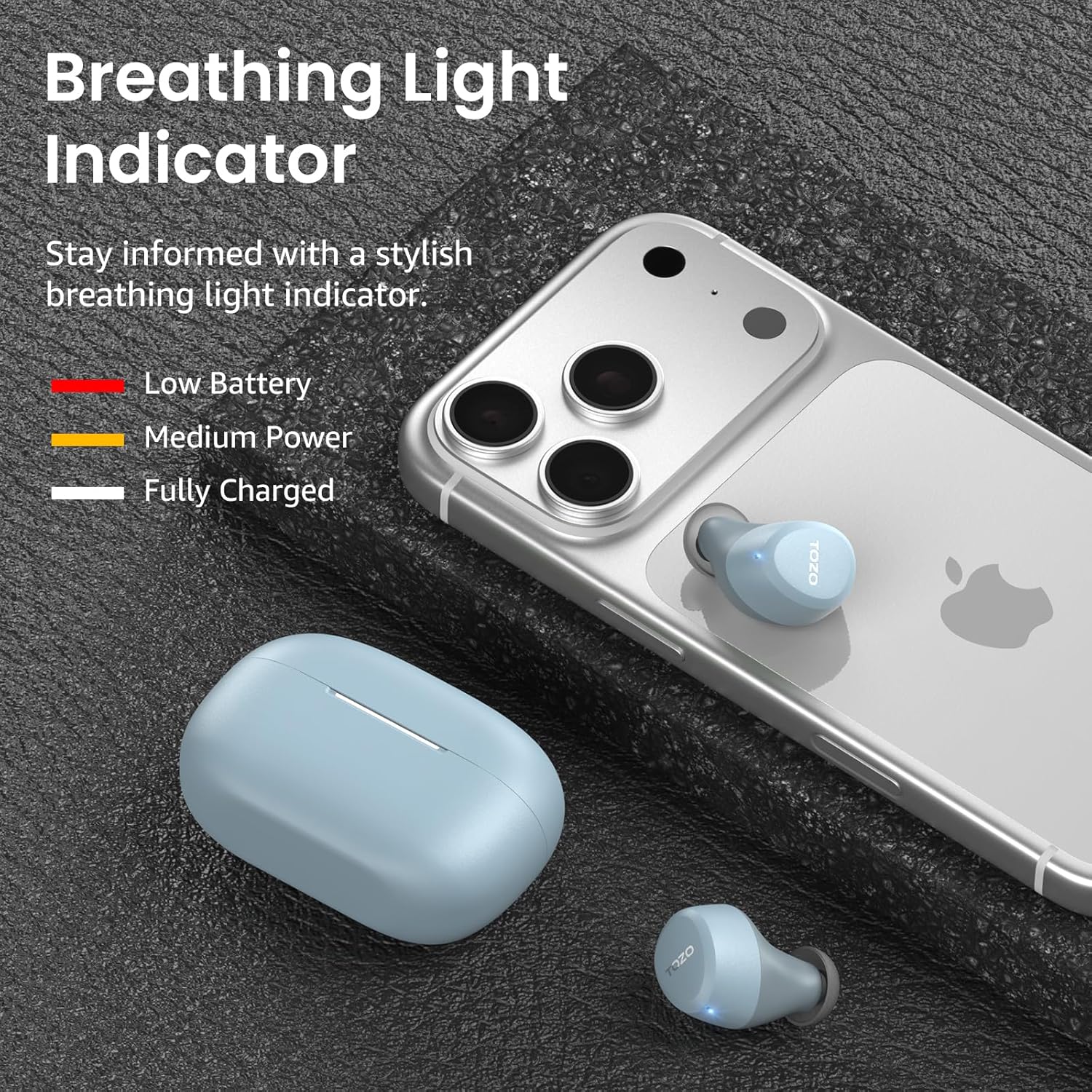 Thumbnail 6 de TOZO A1 In-Ear Kopfhörer – Kabellos Bluetooth 5.3, 32 Std. Wiedergabe, IPX5, kleines Ohrdesign, Blau