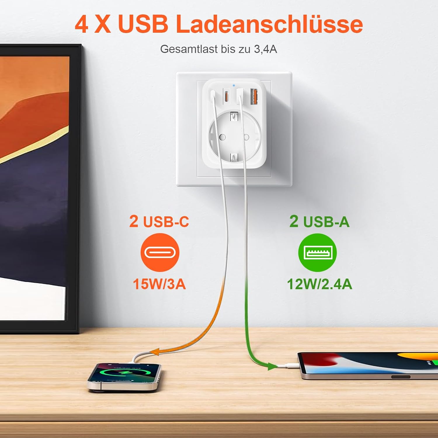 Detalle de Denlane Reiseadapter 2er Set 5-in-1