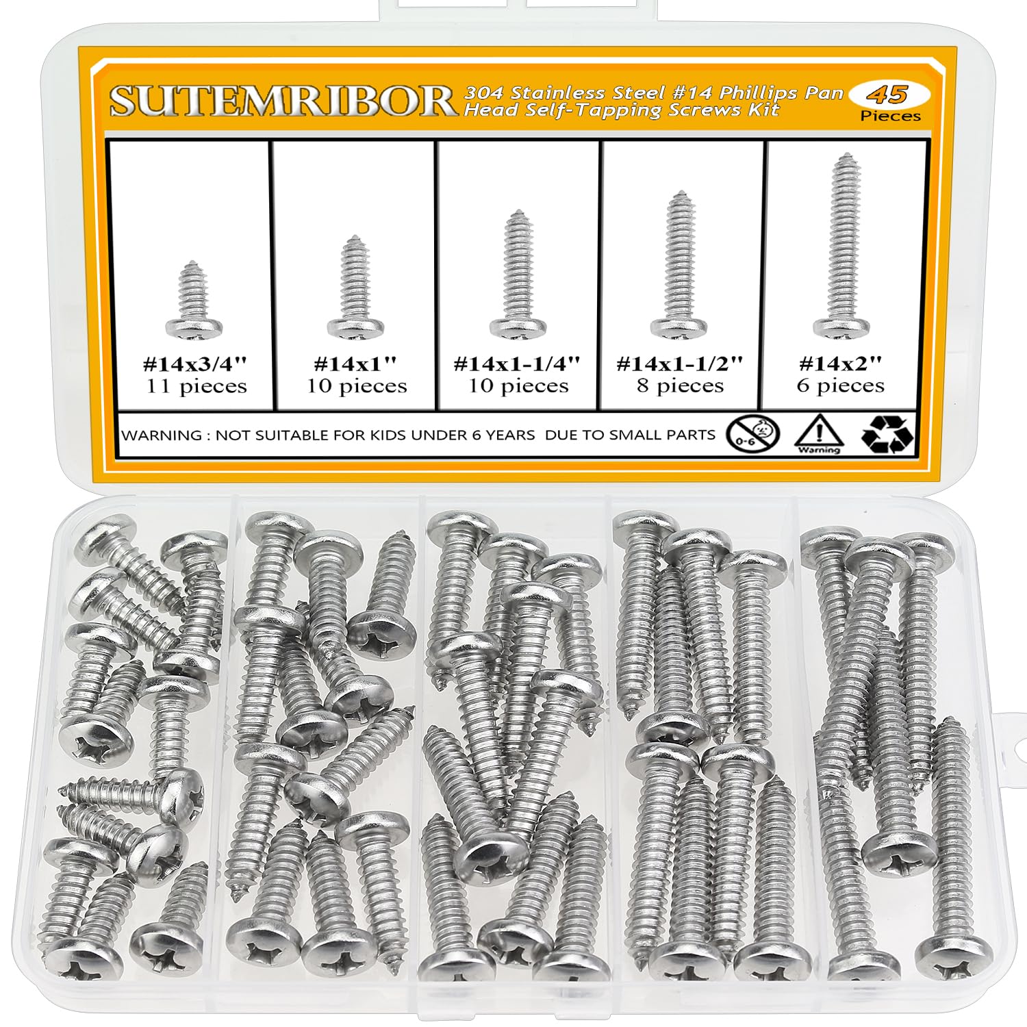 Detalle de Sutemribor Wood Screws, 304 Stainless Steel
