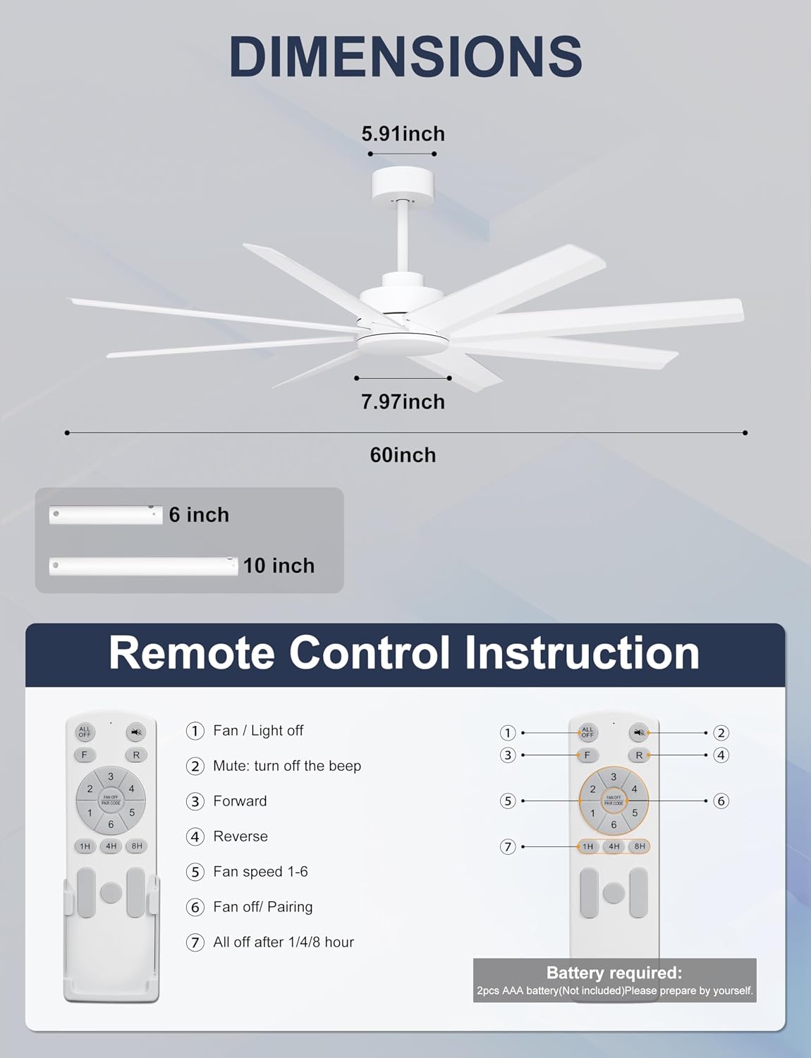 Detalle 2 de Ohniyou Ceiling Fan 60-inch