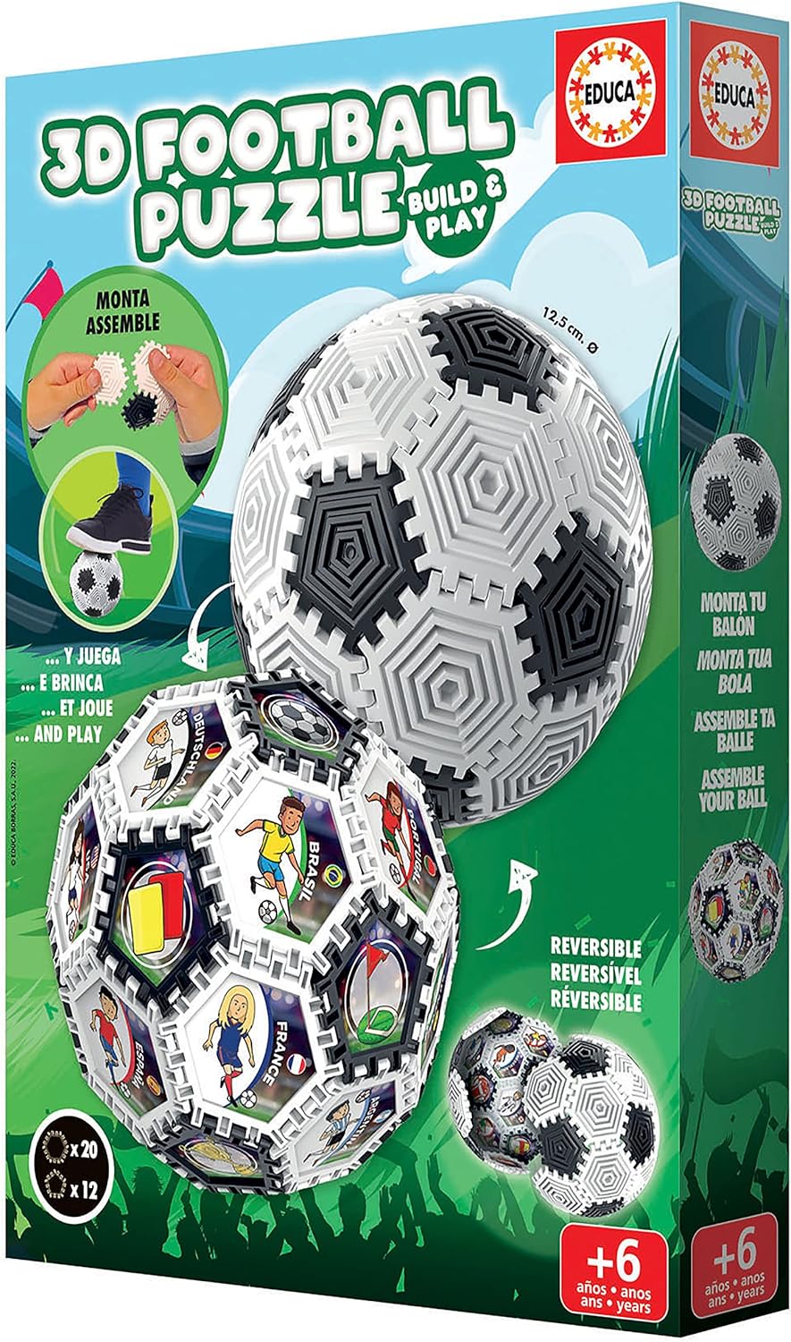 Thumbnail 3 de Educa Puzzle Ball 3D 32 pièces : un puzzle à monter pour créer sphère, bracelet, diabolo… (diamètre 14 cm)