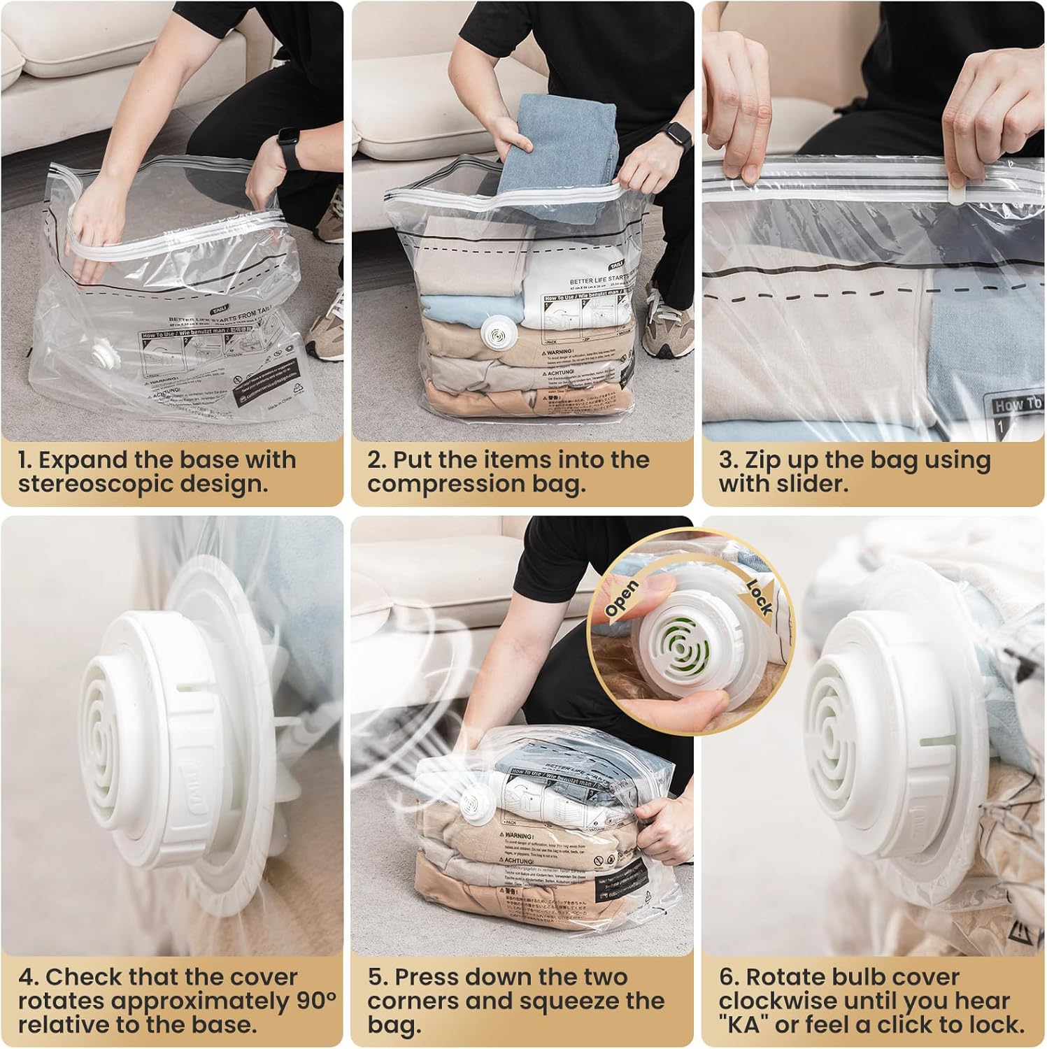 Thumbnail 6 de TAILI Travel Vacuum Storage Bags Cube – 10 Pack Reusable Space-Saving Vacuum Pack Bags for Clothes, Duvet & Suitcases