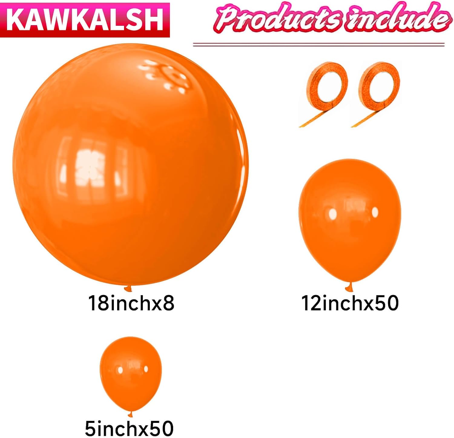Detalle de KAWKALSH Orange Balloon Arch Kit, 111-Piece Latex Balloons in Three Sizes