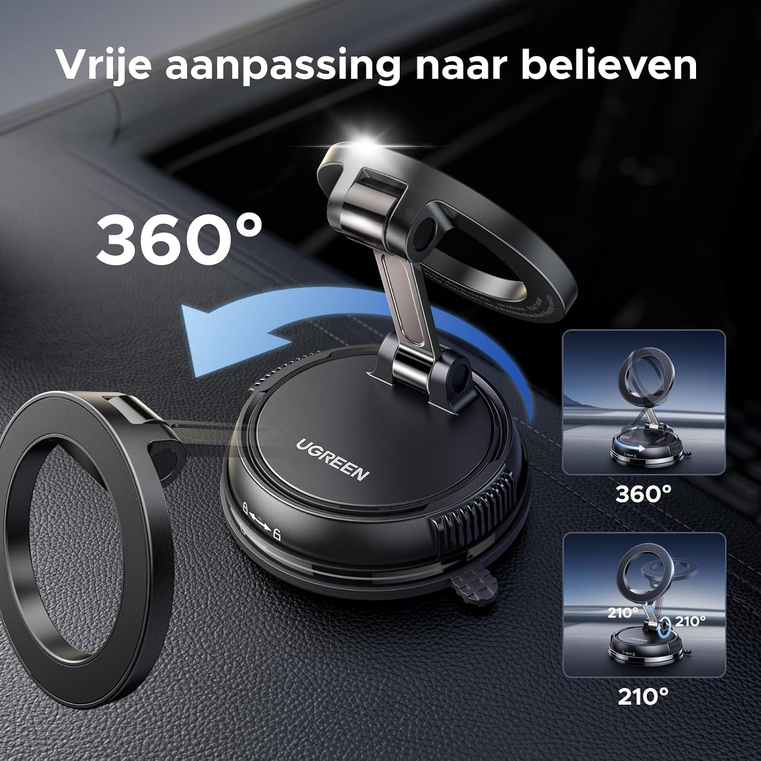 Thumbnail 1 de UGREEN 65187 MagSafe-autotelefoonhouder met vacuümzuignap en N55-magneet