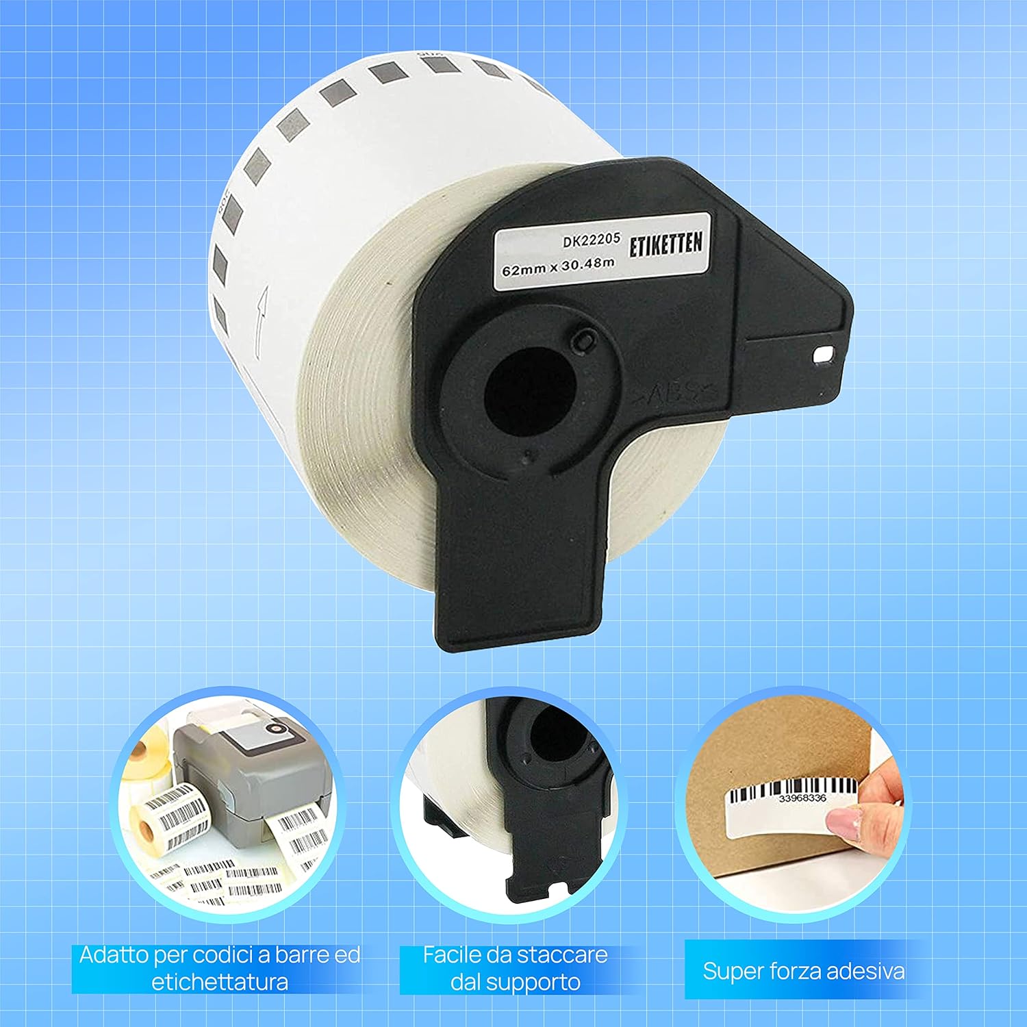 Thumbnail 2 de 5x Bubprint Etichette DK-22205 compatibili per stampanti Brother QL (QL800–QL1110NWB)