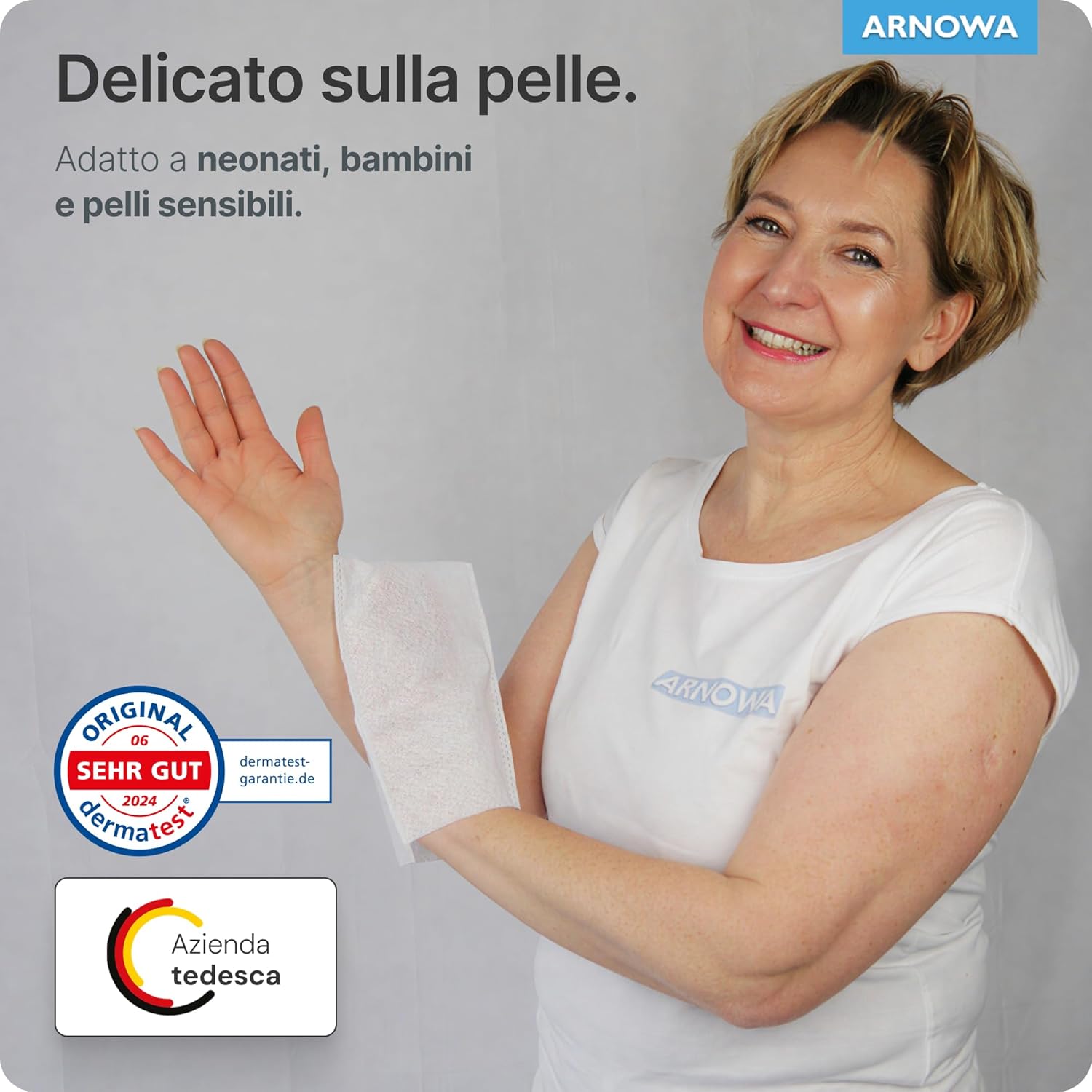 Thumbnail 3 de ARNOMED 50x manopole monouso non saponate idrorepellenti per igiene di adulti, anziani e bambini (60 g/m²)