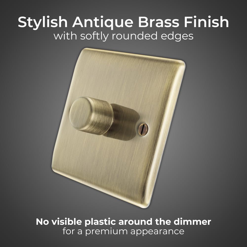 Detalle 2 de BG Electrical Intelligent Single Wall Dimmer Switch (2 Way) in Antique Brass – Nexus Metal, NAB81 (200W)