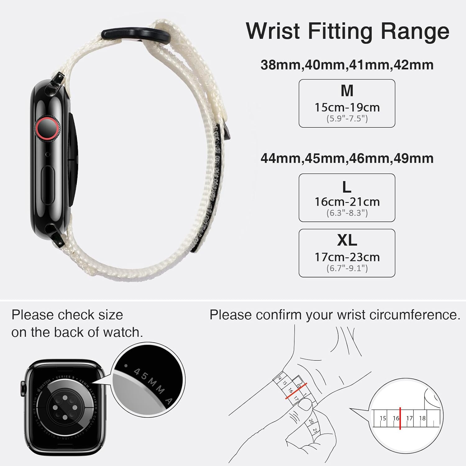 Thumbnail 4 de Nereides Nylon Sports Band for Apple Watch Series 4–11, SE, Ultra (49mm–44mm) in Ivory White