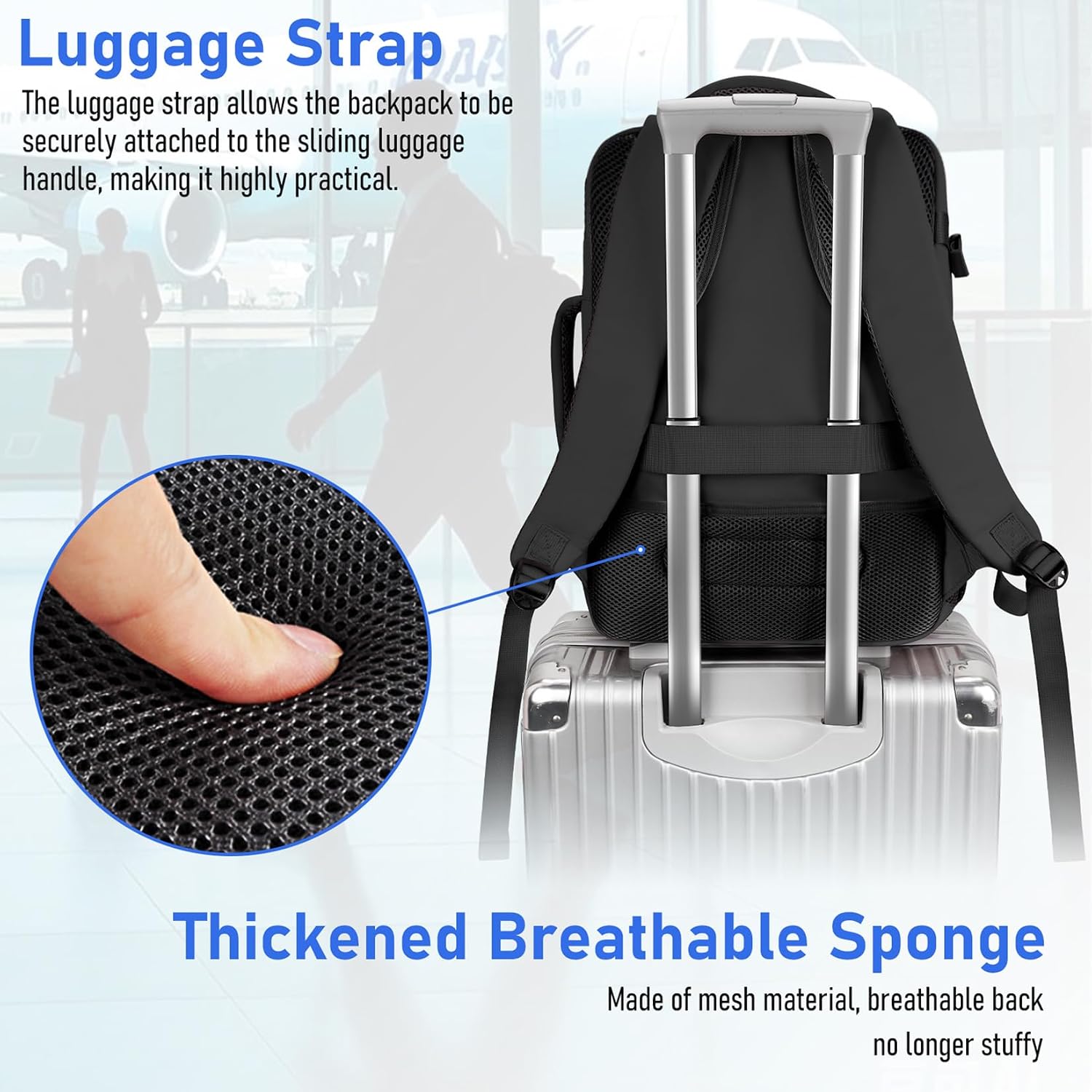 Detalle de Taygeer Ryanair Cabin Bags 40x30x20 Underseat Travel Backpack – Practical Multi‑Compartment Carry-On