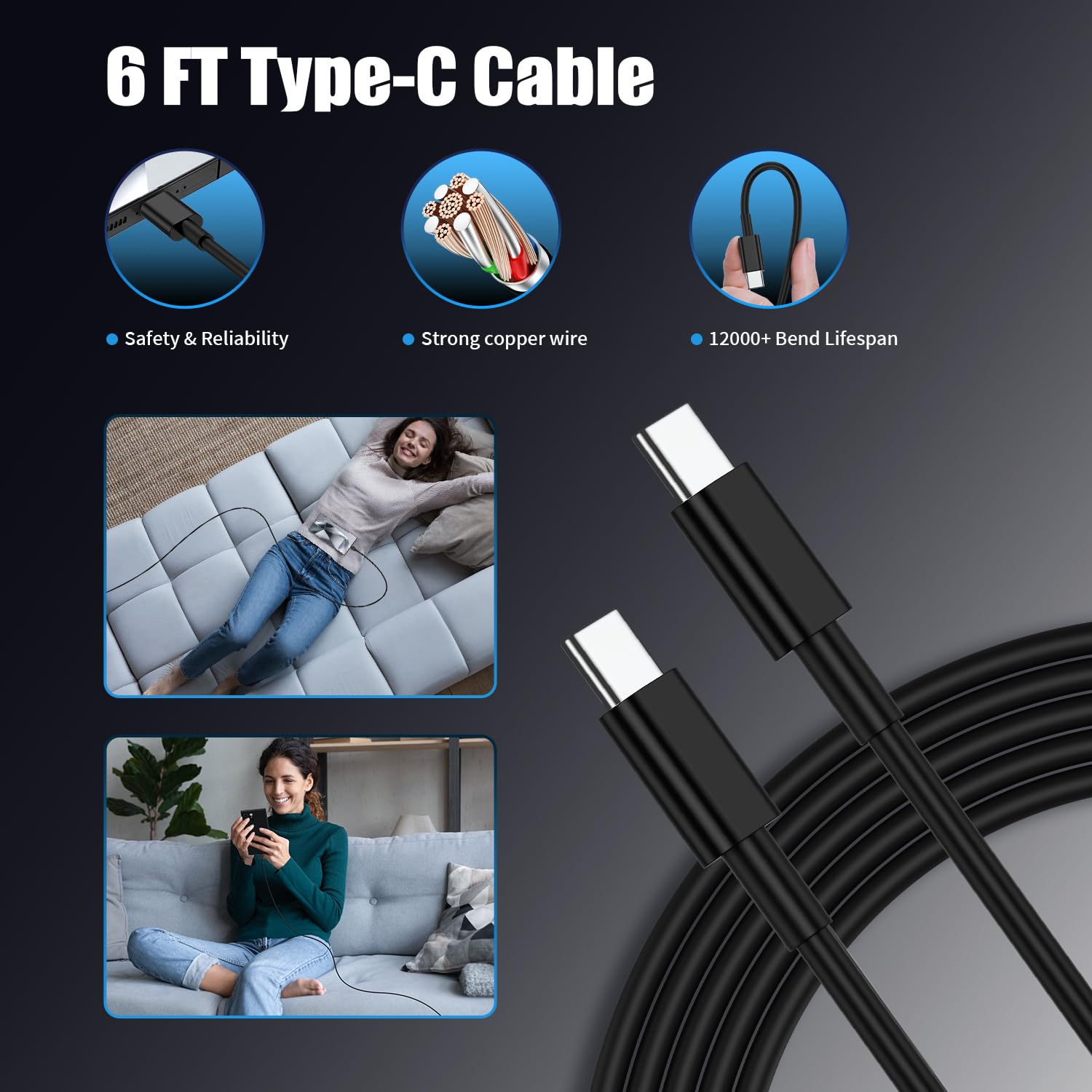 Thumbnail 4 de Samsung Galaxy S24 Ultra 3-pack USB-C charger with 6ft cable