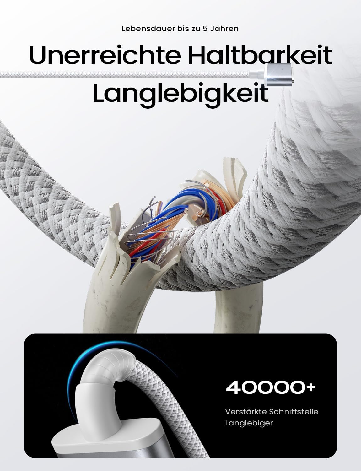 Thumbnail 5 de LISEN USB-C auf MagSafe 3 Kabel 2 m, 140W PD – Magnetisches Ladekabel für MacBook Pro/Air (M2/M3/M4/M5, 2022–2023) silbergrau