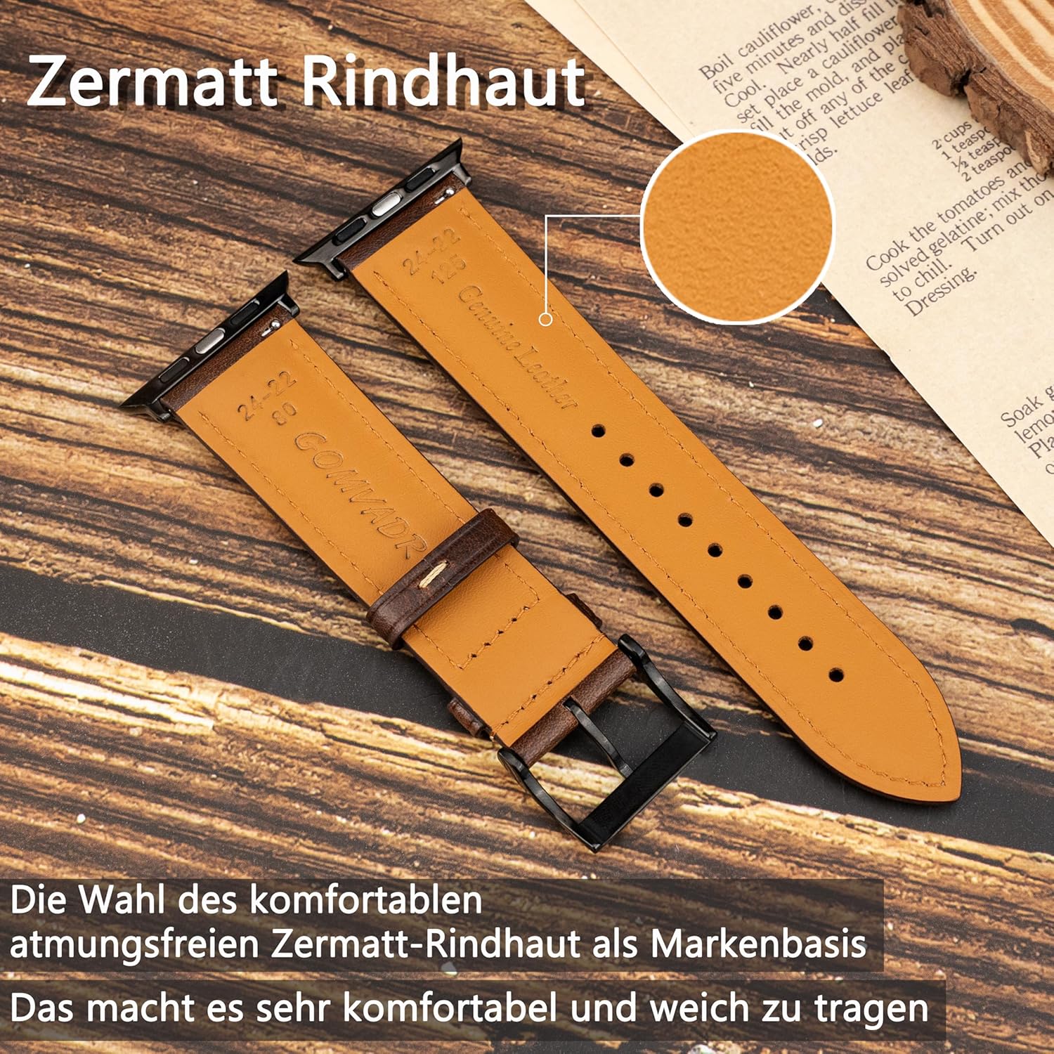 Thumbnail 4 de Gomvadr Vintage Leather Watch Bands for Apple Watch (38–49mm) – wax oil-tanned leather strap