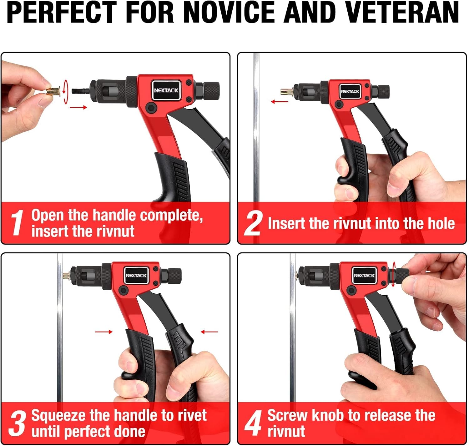 Thumbnail 6 de NEXTACK NT600 Rivet Nut Tool Kit 8" 🛠