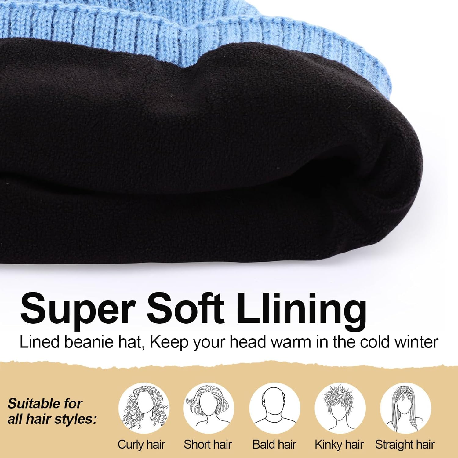 Thumbnail 1 de CHUANGLI Oversize XXL Winter Wool Beanie (Fleece Lined, Unisex)