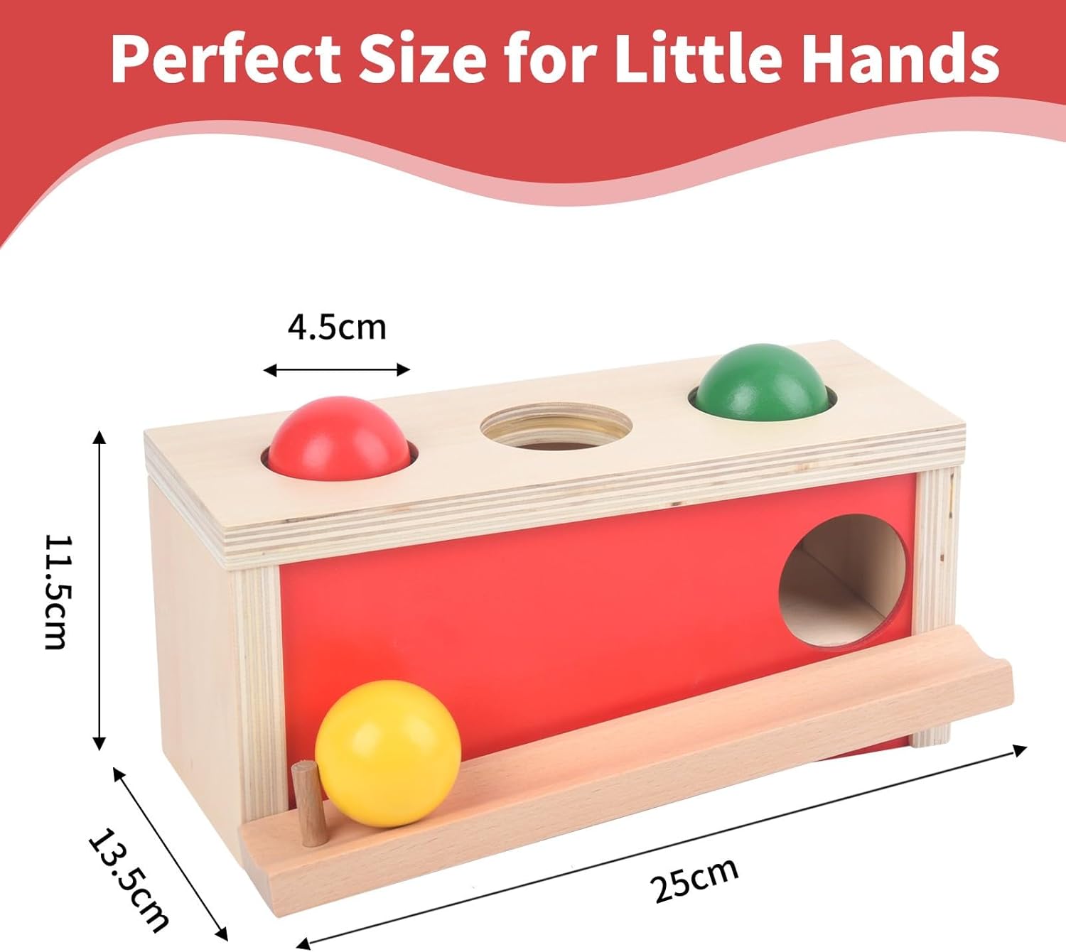 Thumbnail 5 de Smartwo Montessori Objektpermanenz-Box aus Holz (ab 9 Monaten) mit 3 farbigen Kugeln