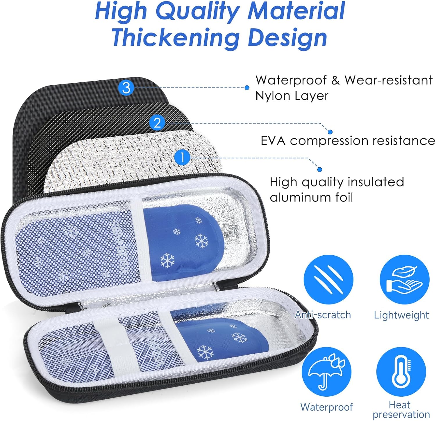 Detalle 2 de YOUSHARES Pochette Isotherme Insuline avec Poche Glacière et Trousse de Voyage – Protection et Organisation pour Médicaments