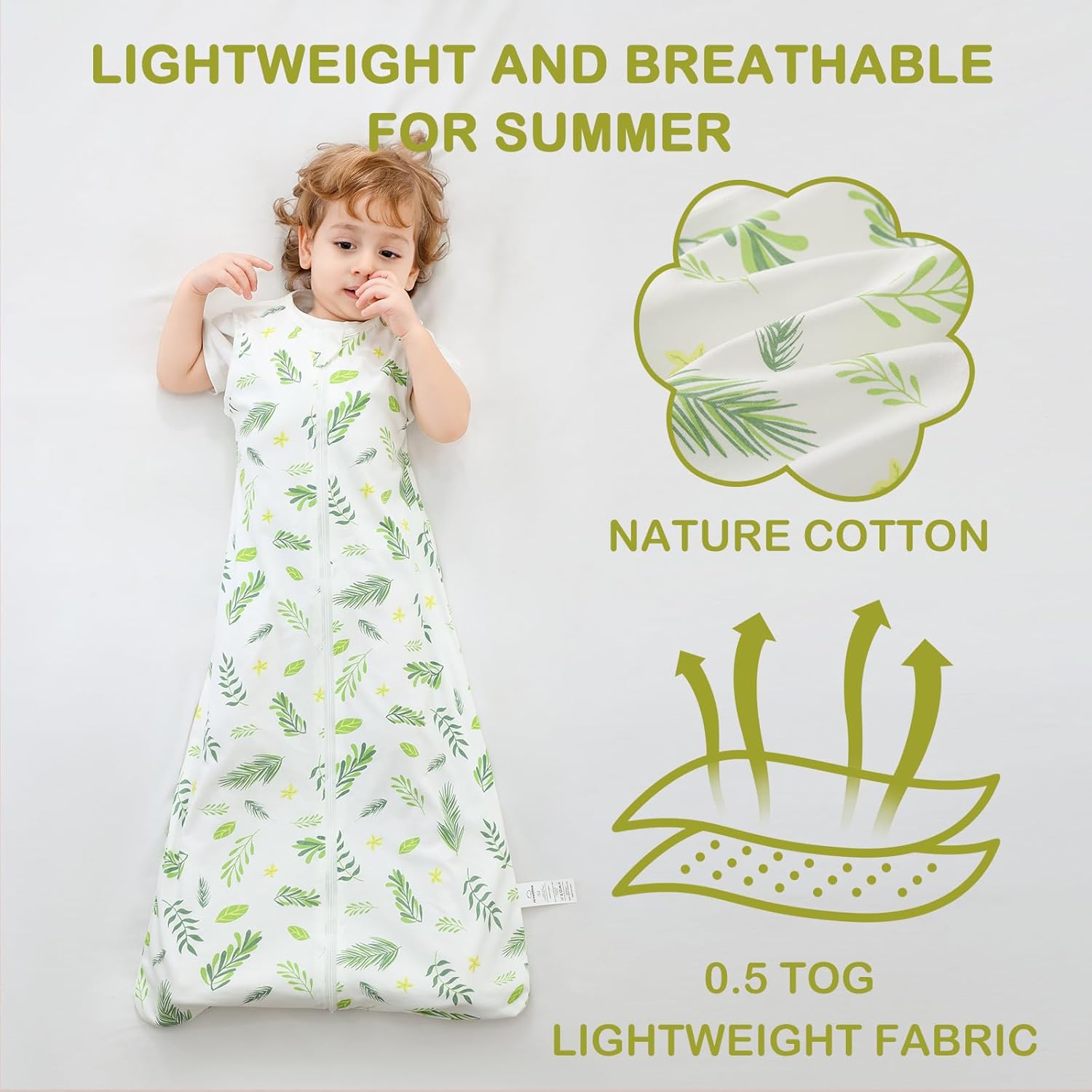 Thumbnail 2 de Nivolltha 2 Pack Super Soft 0.5 TOG Baby Sleeping Bags – 100% Cotton, Breathable Summer Wearable Blankets (18-36 Months)