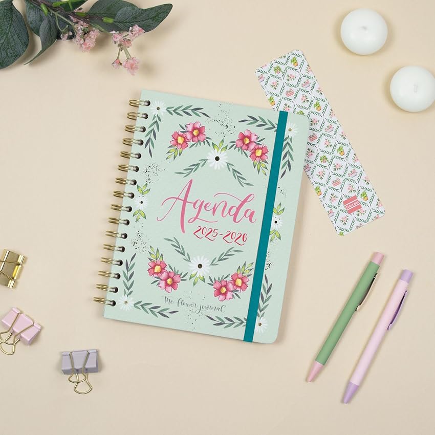 Thumbnail 1 de Finocam Agenda The Flower Journal Curso 2025–2026 12 meses Verde