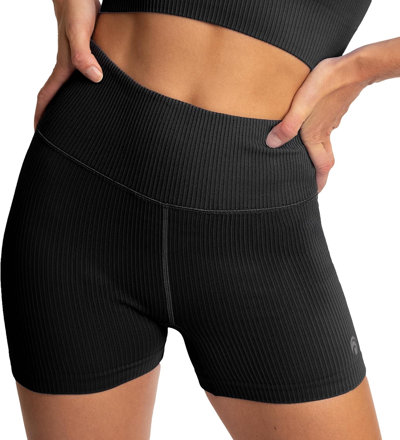 Short de cyclisme femme OCEANSAPART Maya — taille haute côtelée opaque et anti-squadproof