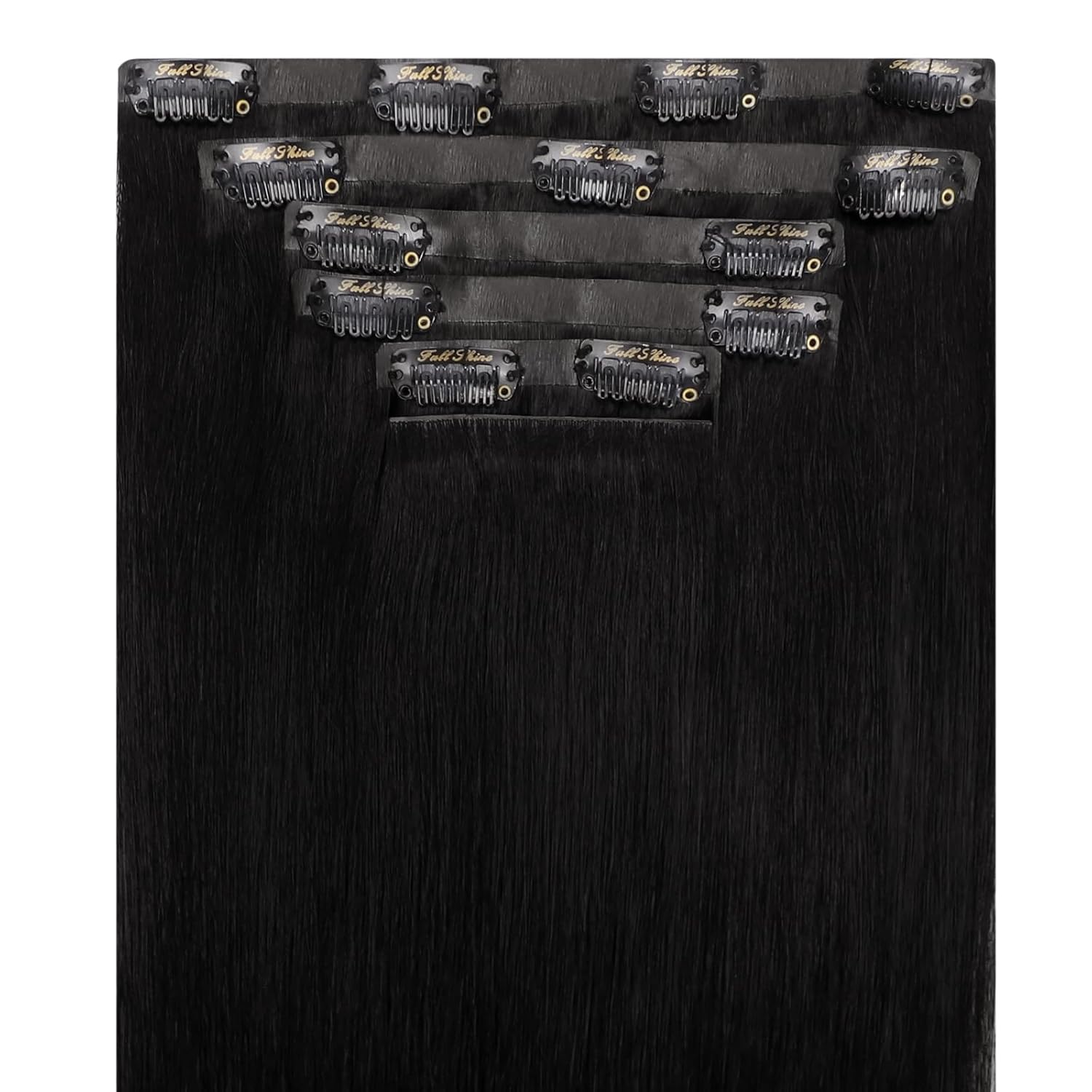 Thumbnail 6 de Fshine Clip-in Extensions Echthaar Tiefschwarz 45 cm — 120 g, 6 Stücke