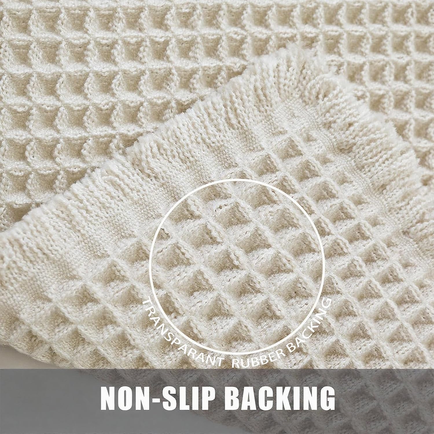 Thumbnail 3 de ZVFFDG Set of 2 Waffle Bath Rugs (Cream White) – Large Non-Slip, Ultra-Soft Absorbent Mats 17x24 and 18x30