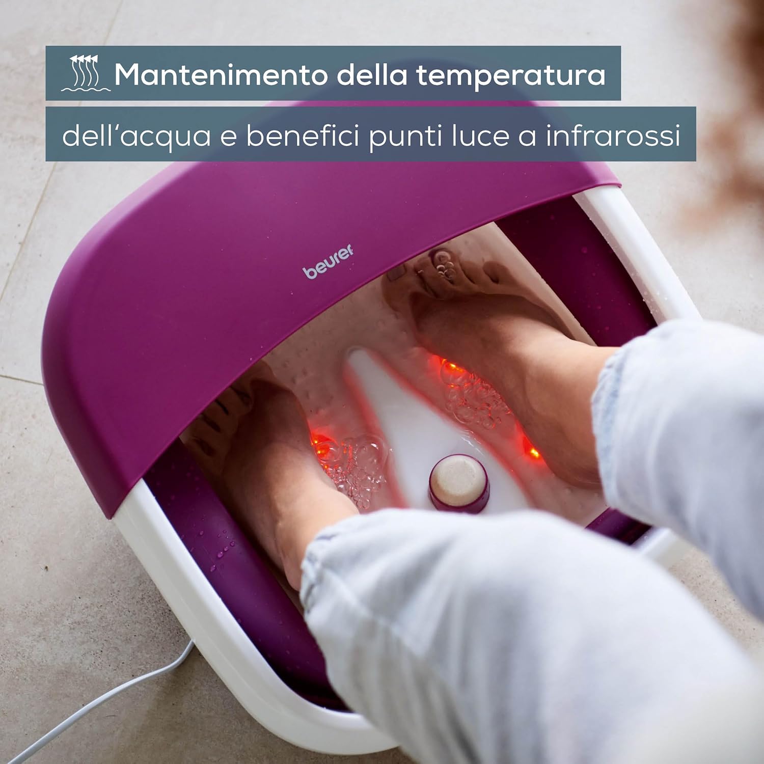 Detalle de Beurer FB 30 Pediluvio con Idromassaggio Plantare – formato pieghevole e salvaspazio