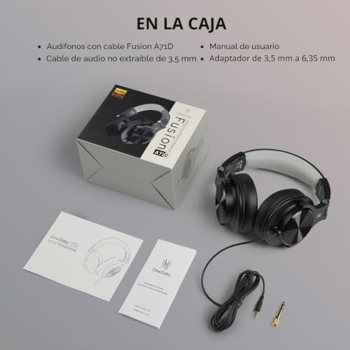 Detalle 2 de OneOdio A71D: Auriculares de estudio con micrófono y diseño plegable para DJ, grabación y mezcla