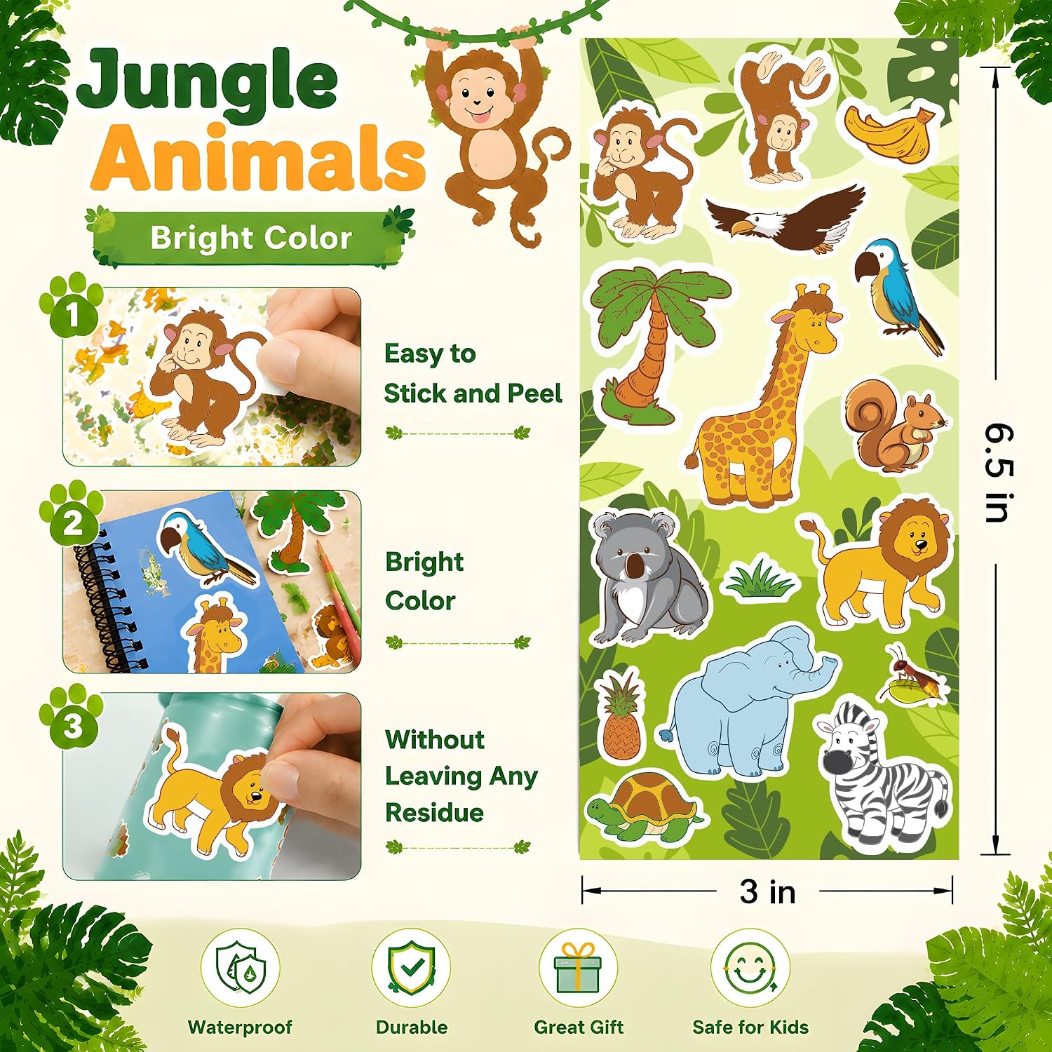 Detalle de OHOME 36-Sheet Kids Sticker Pack, 600+ Vinyl Stickers in 18 Themes