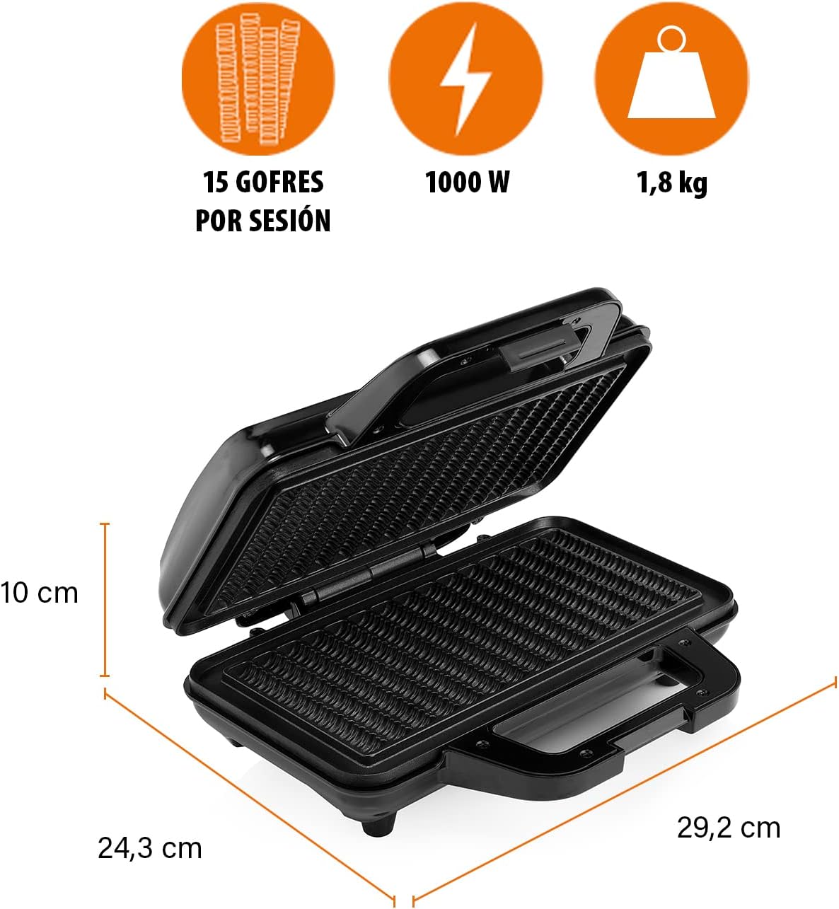 Thumbnail 1 de Tristar WF-1171 Máquina de gofres alargados 🍽
