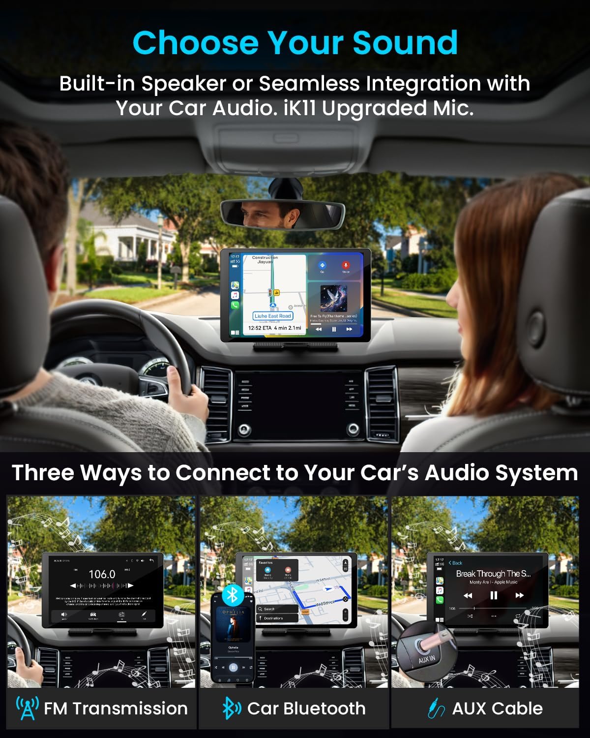 Thumbnail 4 de 11" Wireless CarPlay Screen with 4K Dash Cam ⚙
