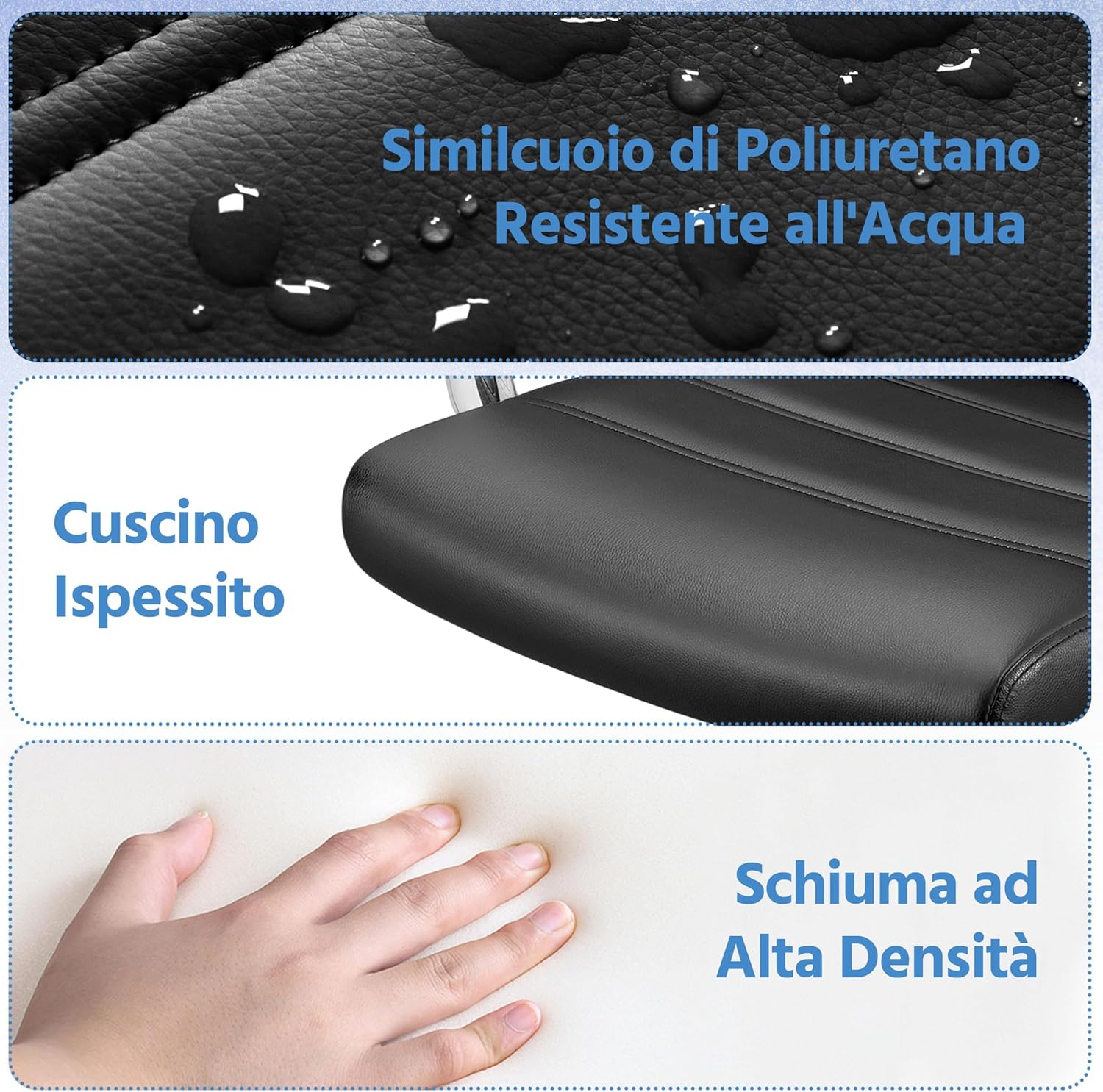 Thumbnail 6 de Yaheetech Poltroncina ergonomica da ufficio reclinabile girevole in ecopelle, altezza regolabile (portata 130 kg) nera