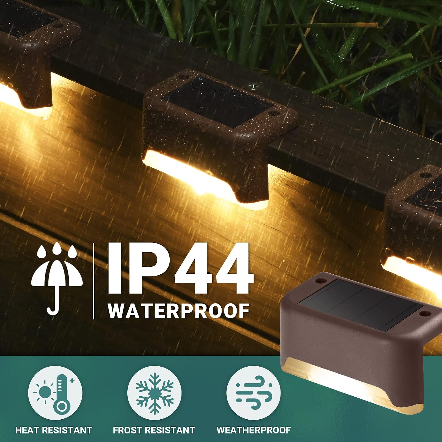 Detalle de GIGALUMI Solar Deck Lights (16 Pack) Bronze Warm White step & fence lights