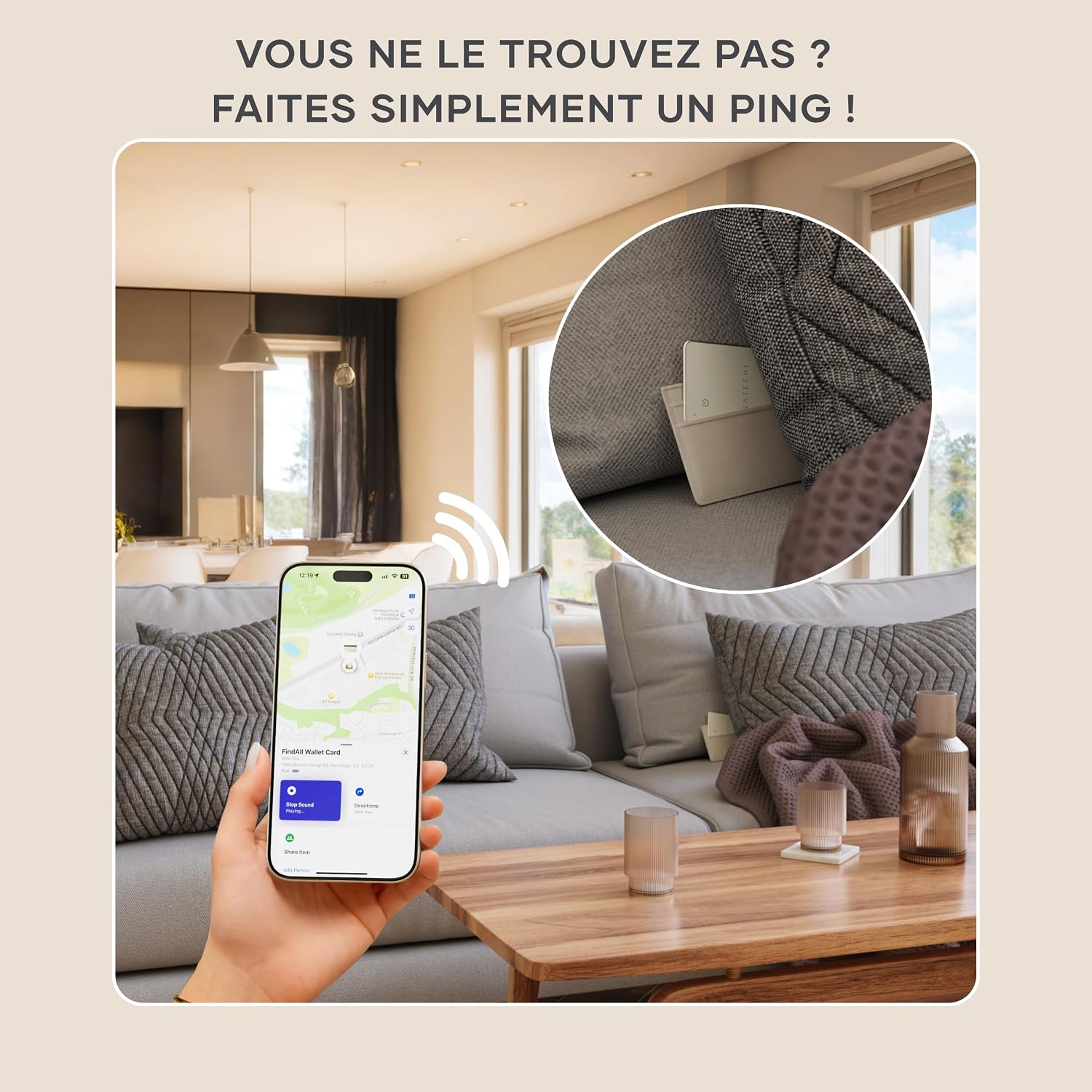 Detalle 2 de SATECHI FindAll Wallet Tracker 220 mAh 🔑