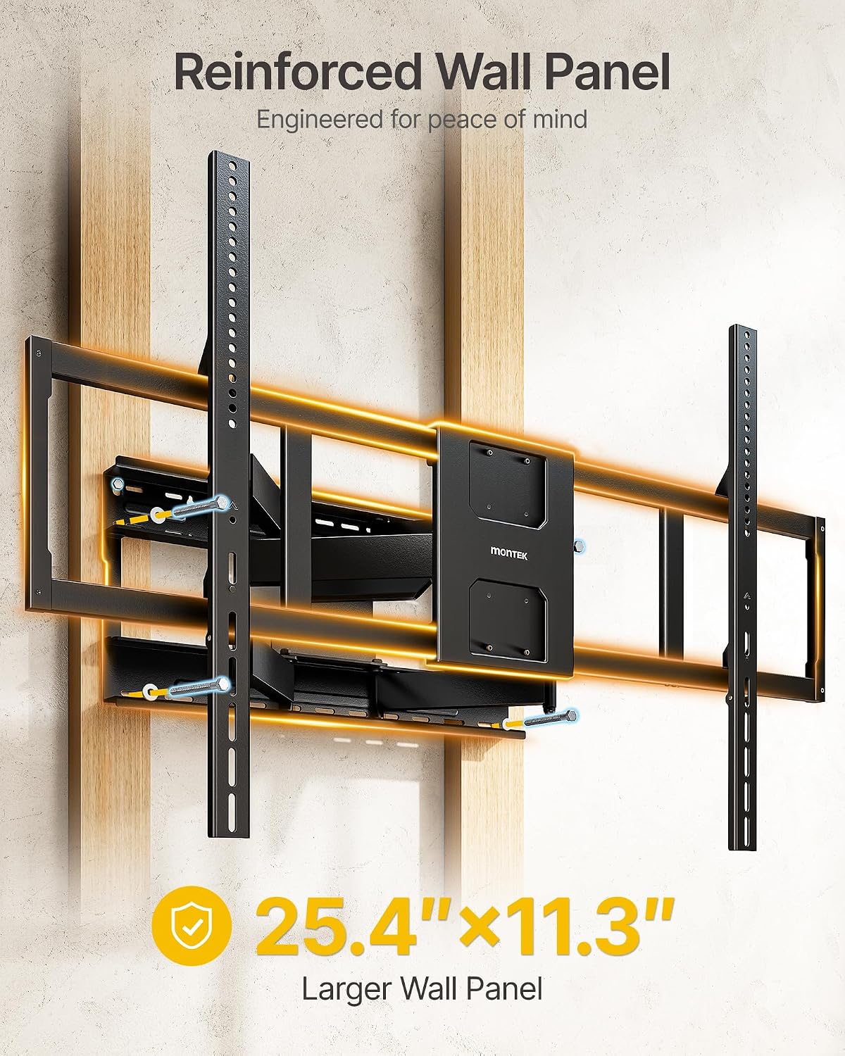 Detalle de monTEK Heavy Duty TV Wall Mount for 60–140 inch XXL TVs (Up to 275 lbs) with 25” Articulating Arm