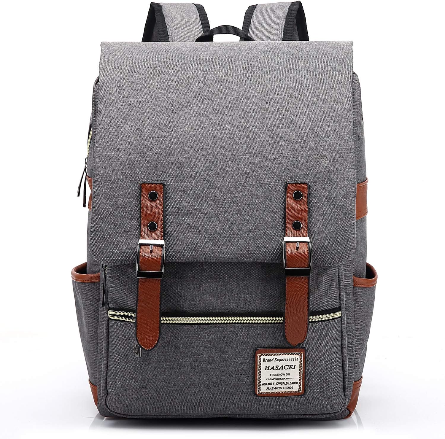 Detalle de HASAGEI Vintage Backpack: Unisex Rucksack for School, Travel and Laptop Storage
